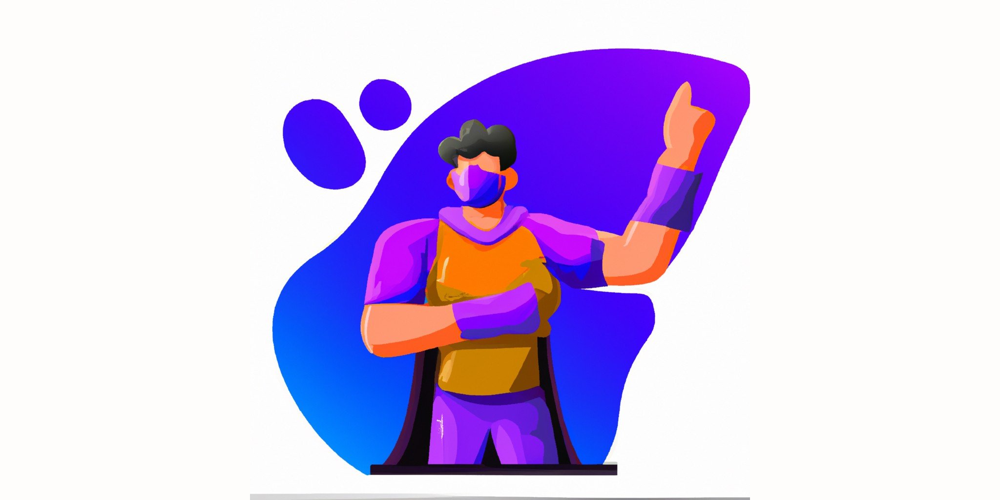 a hero in flat illustration style with gradients and white background