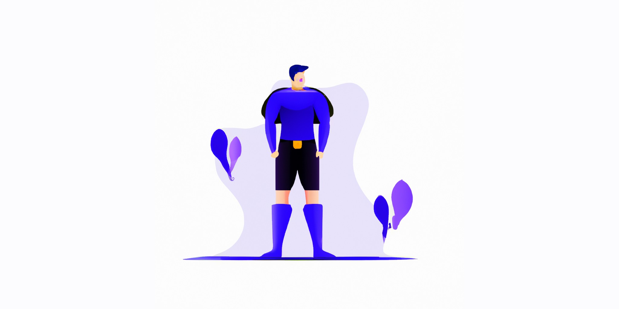 a hero in flat illustration style with gradients and white background