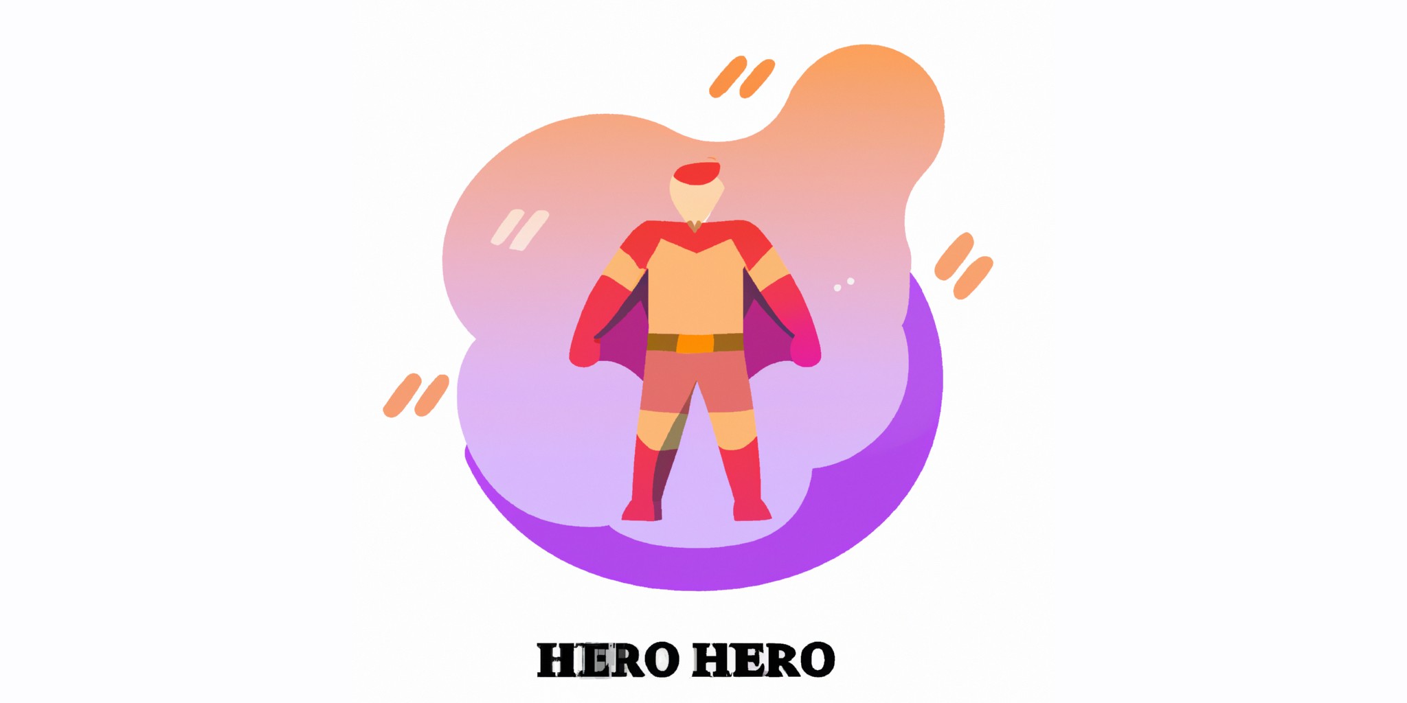 a hero in flat illustration style with gradients and white background