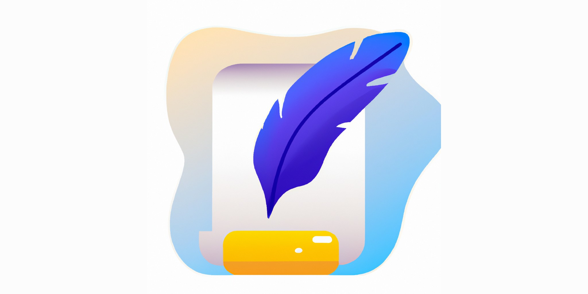 a quill and scroll in flat illustration style with gradients and white background