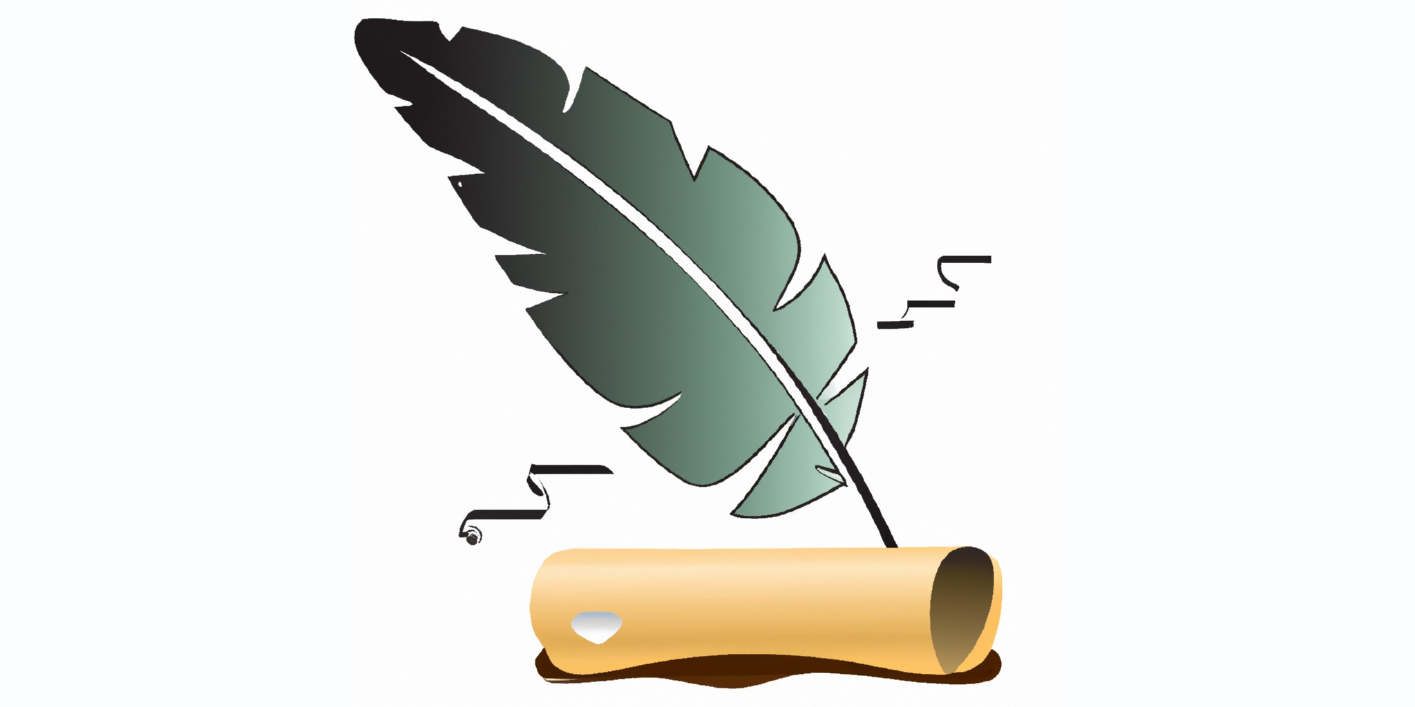 a quill and scroll in flat illustration style with gradients and white background