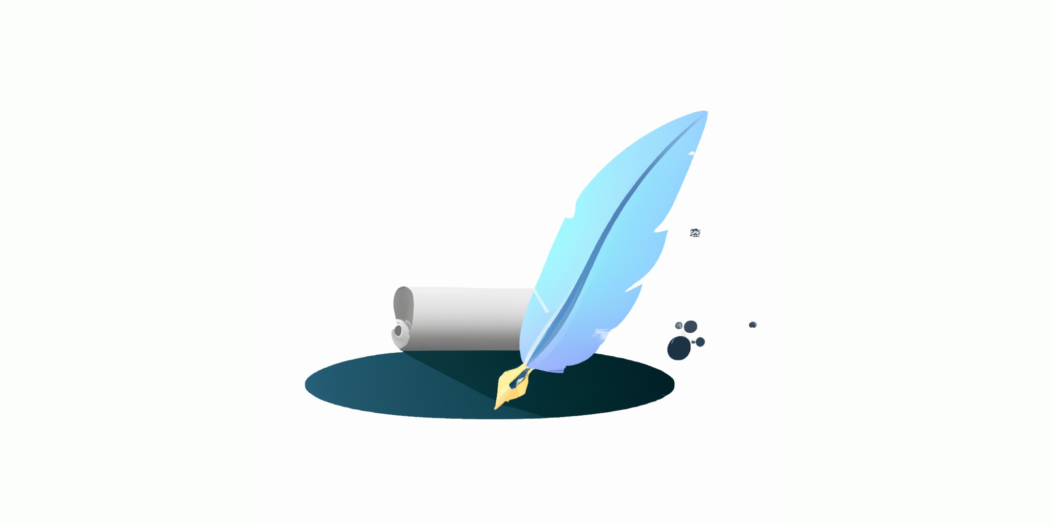 a quill and scroll in flat illustration style with gradients and white background