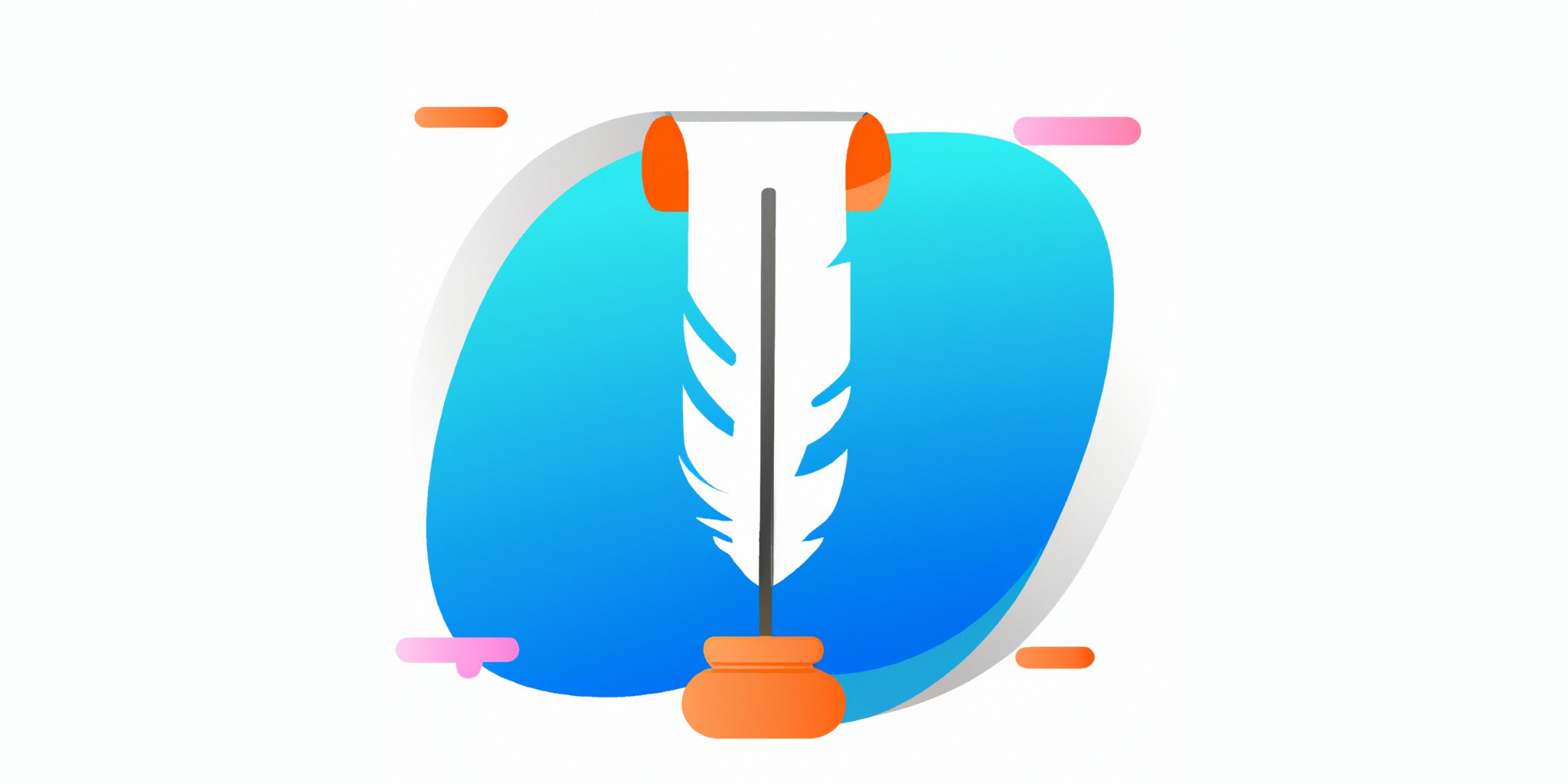 a quill and scroll in flat illustration style with gradients and white background