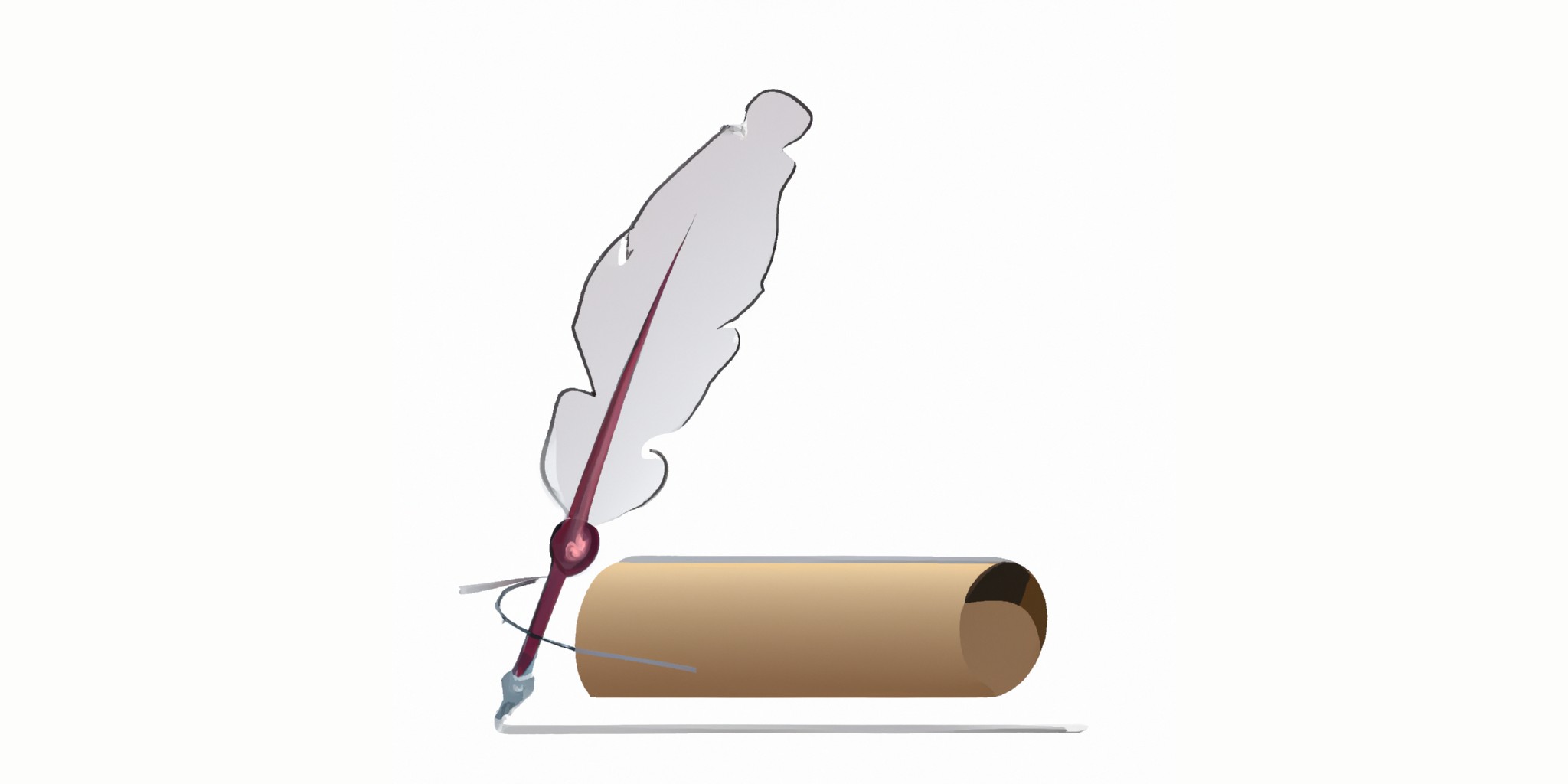 a quill and scroll in flat illustration style with gradients and white background