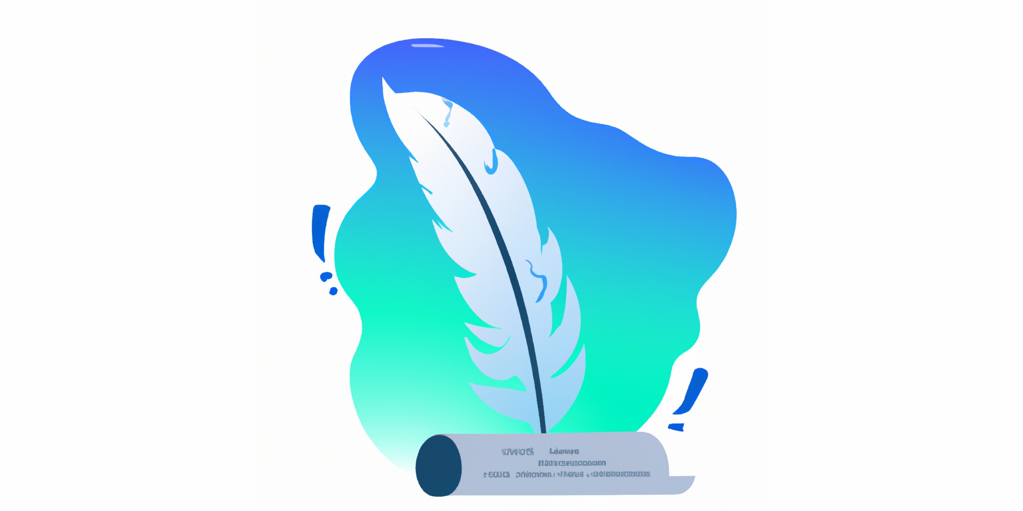 a quill and scroll in flat illustration style with gradients and white background