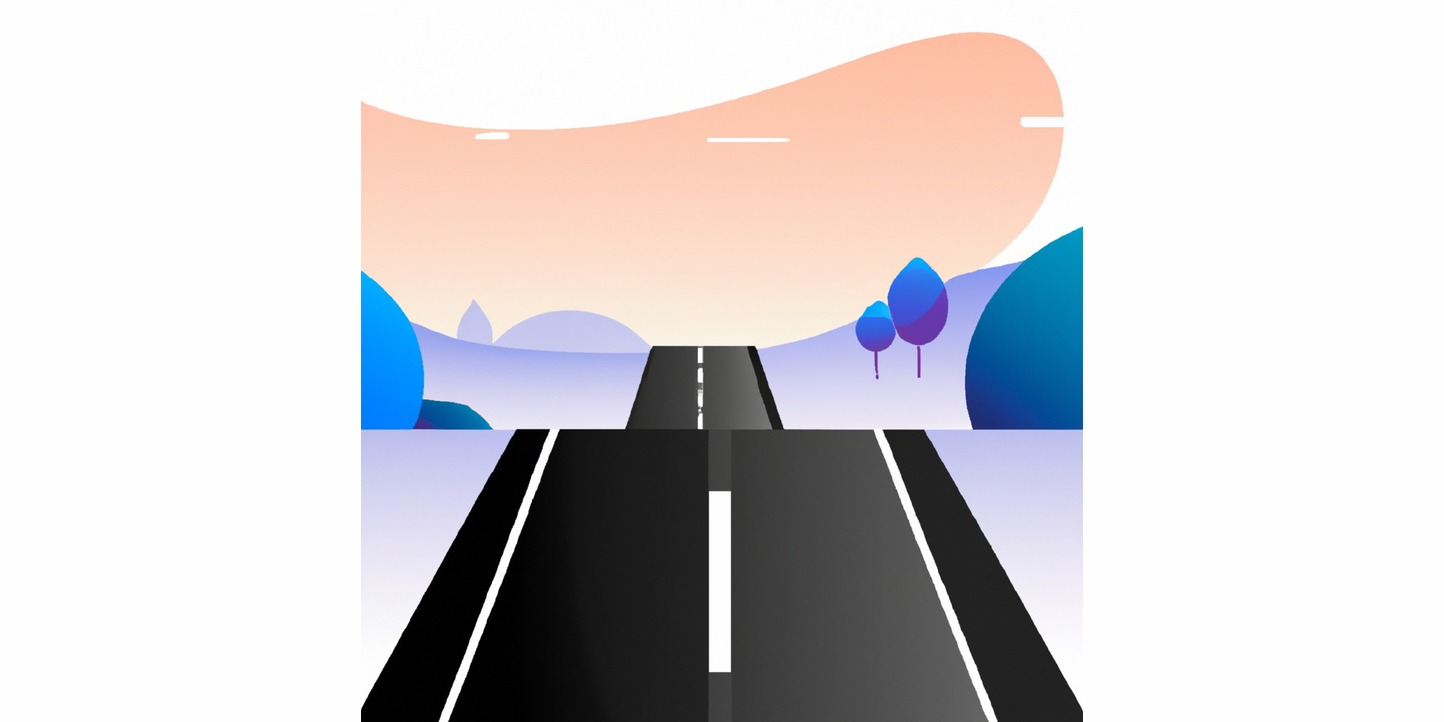 a road in flat illustration style with gradients and white background