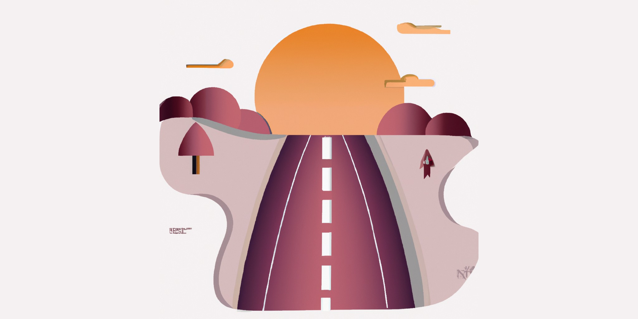 a road in flat illustration style with gradients and white background