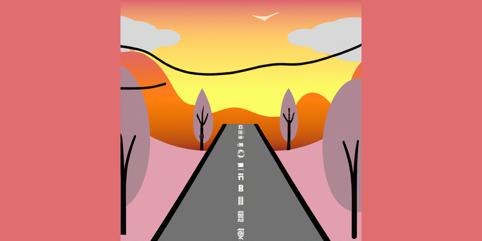 a road in flat illustration style with gradients and white background