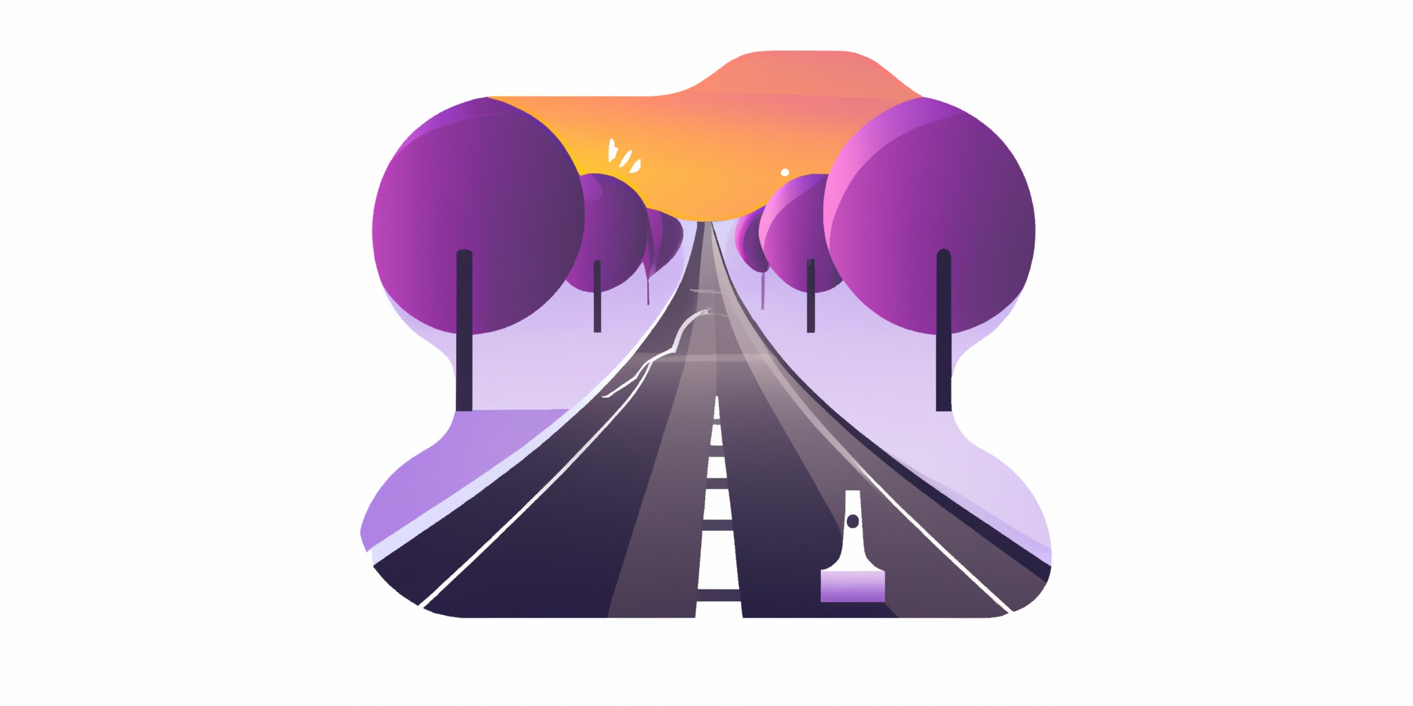 a road in flat illustration style with gradients and white background