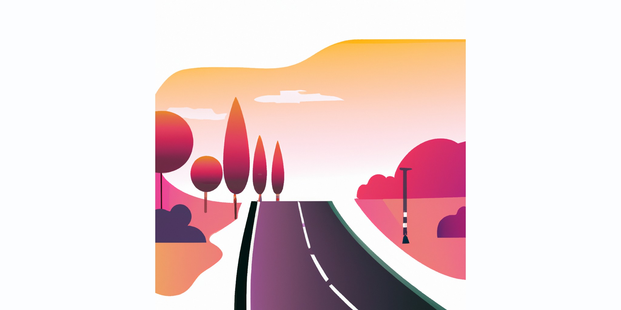 a road in flat illustration style with gradients and white background