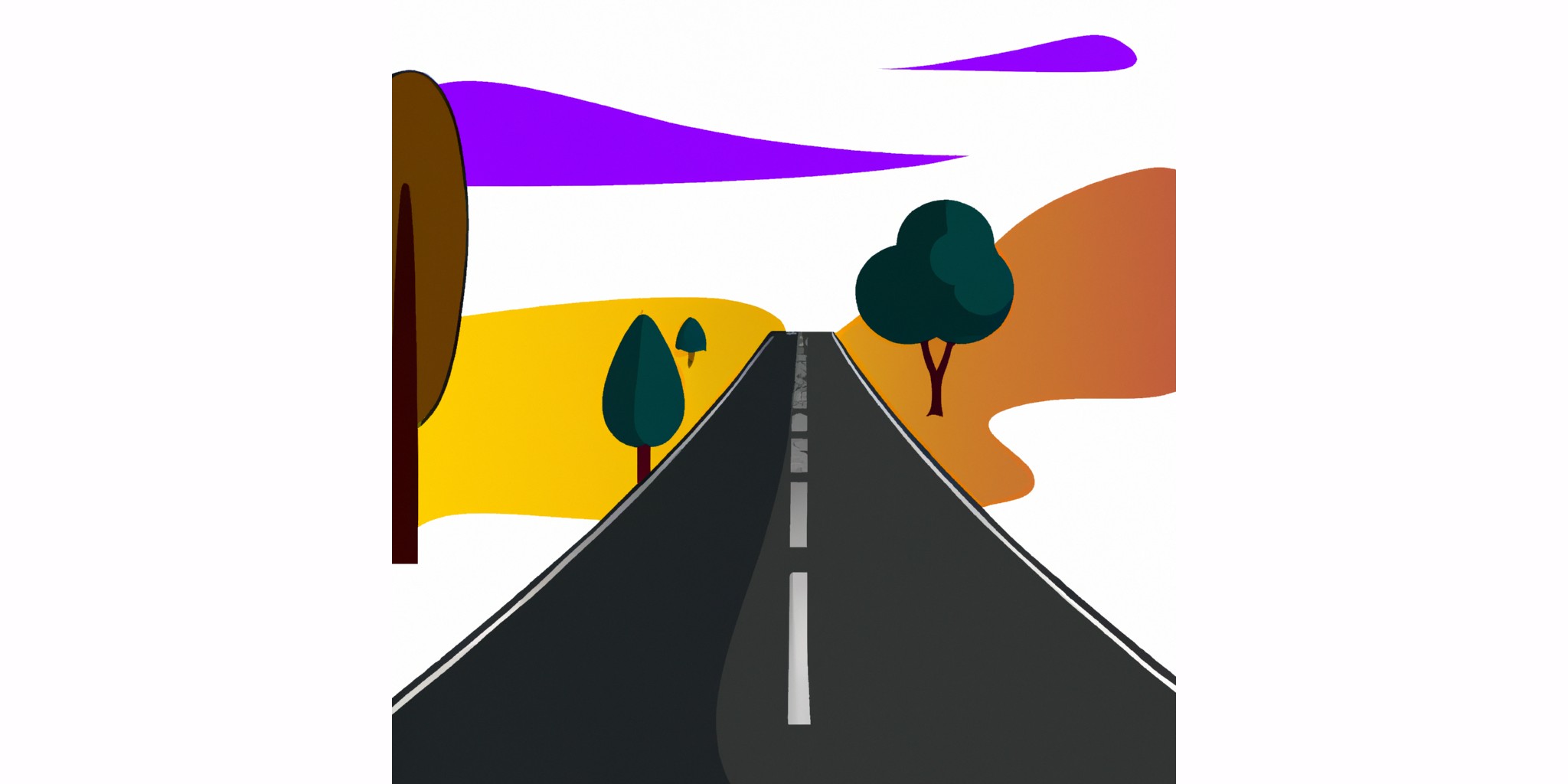 a road in flat illustration style with gradients and white background