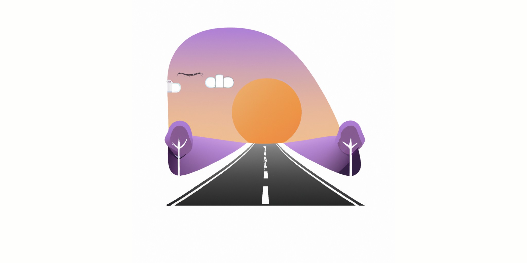 a road in flat illustration style with gradients and white background