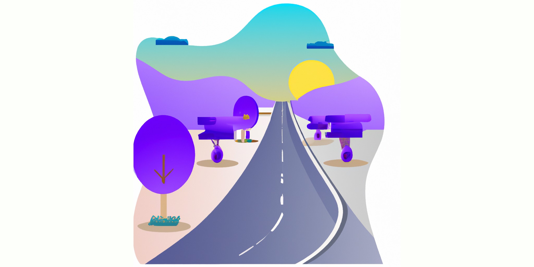 a road in flat illustration style with gradients and white background