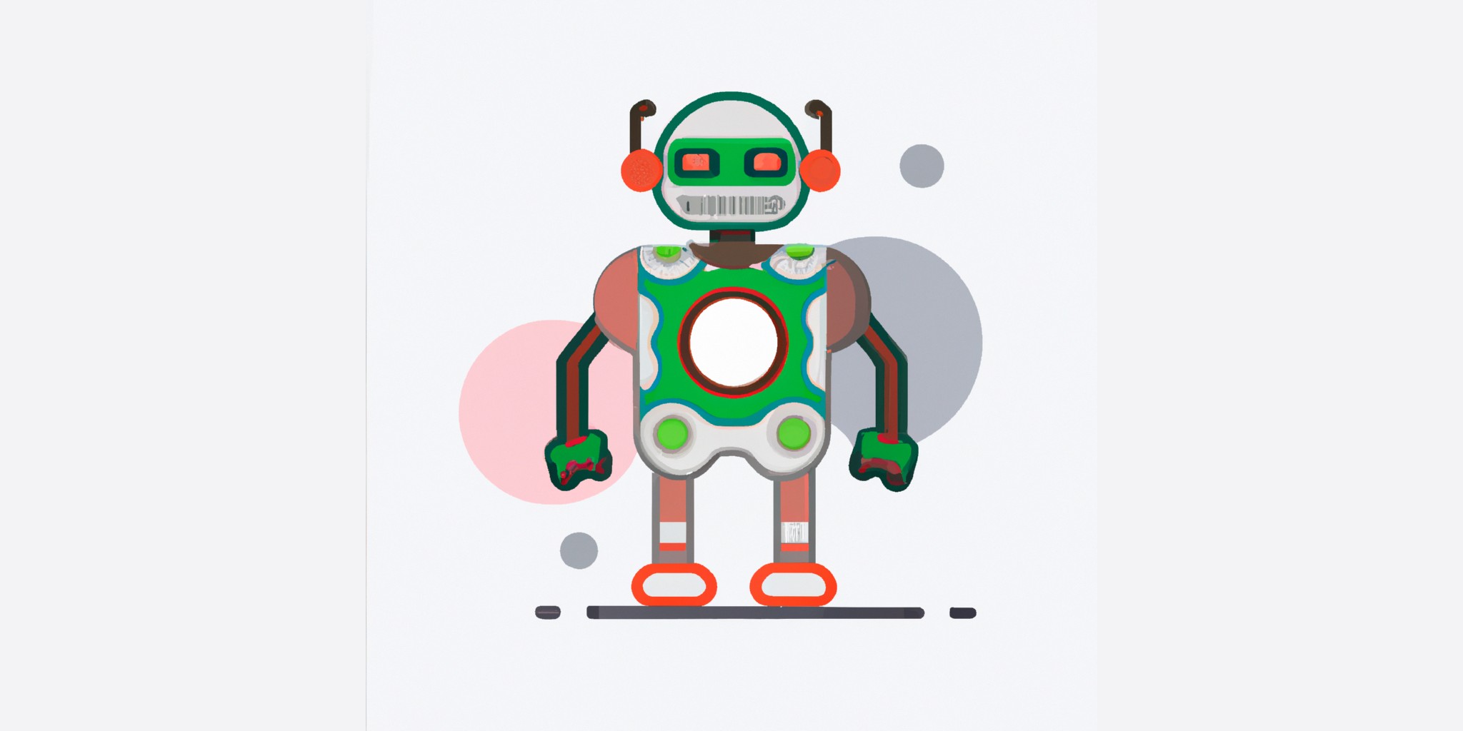 a robot in flat illustration style with gradients and white background