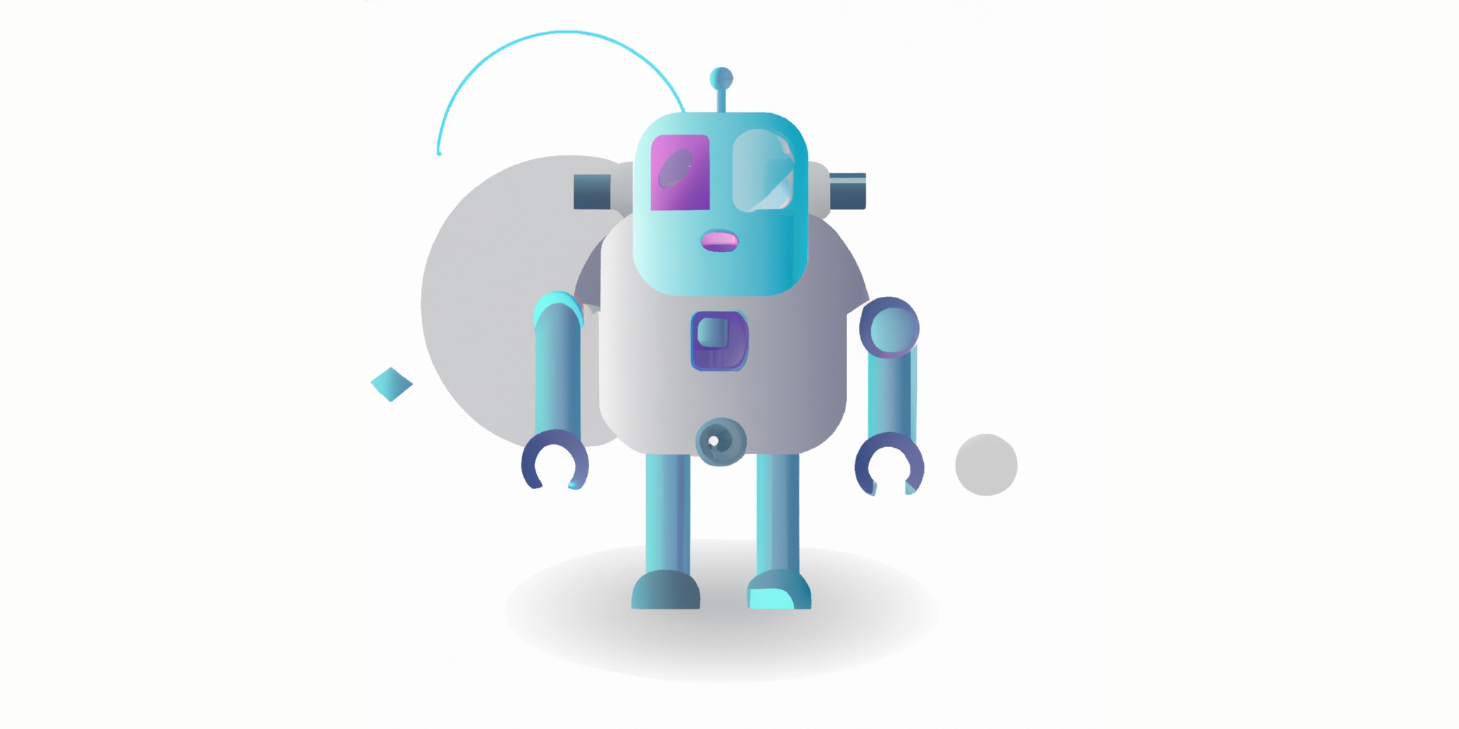 a robot in flat illustration style with gradients and white background