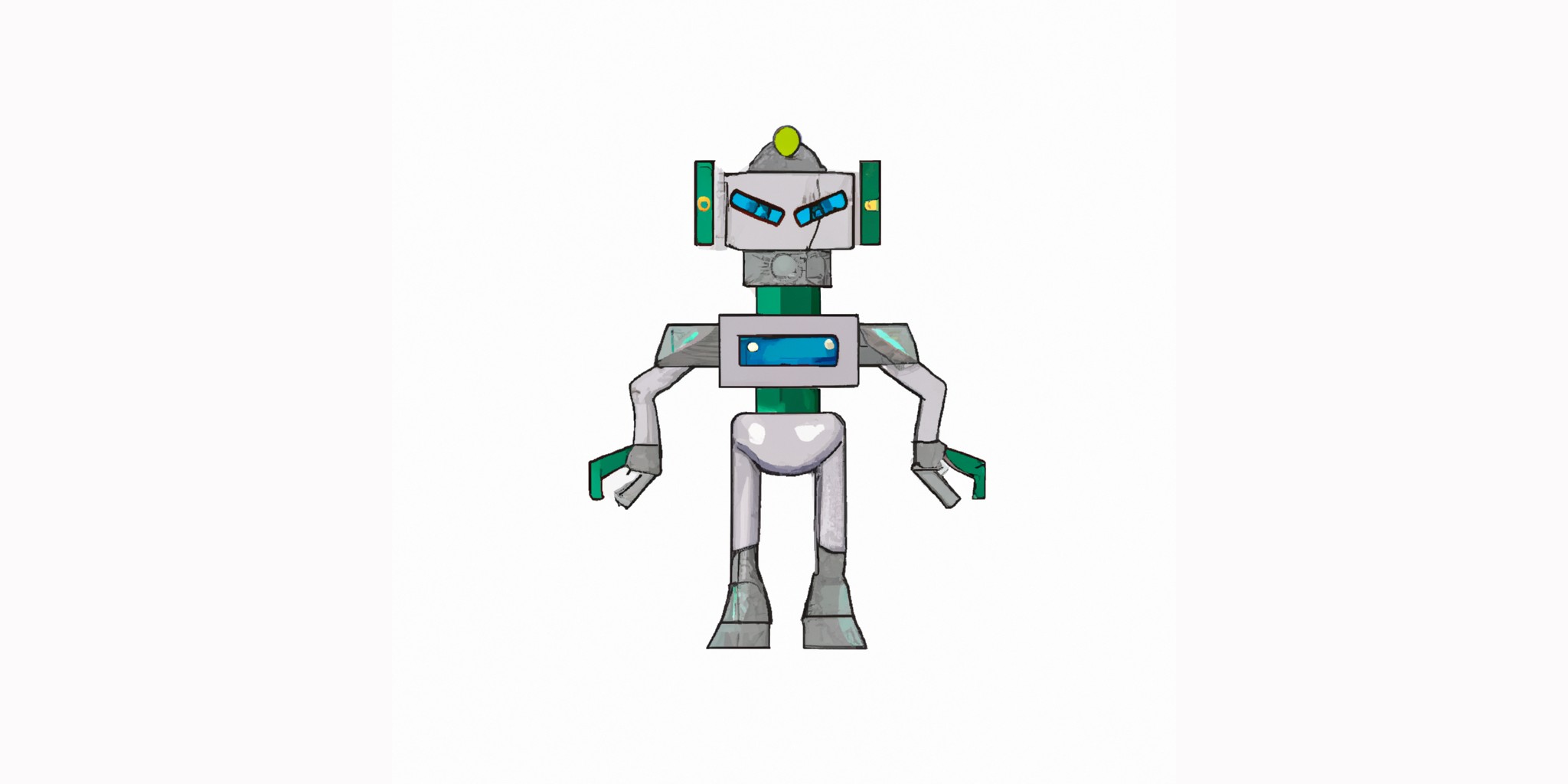 a robot in flat illustration style with gradients and white background