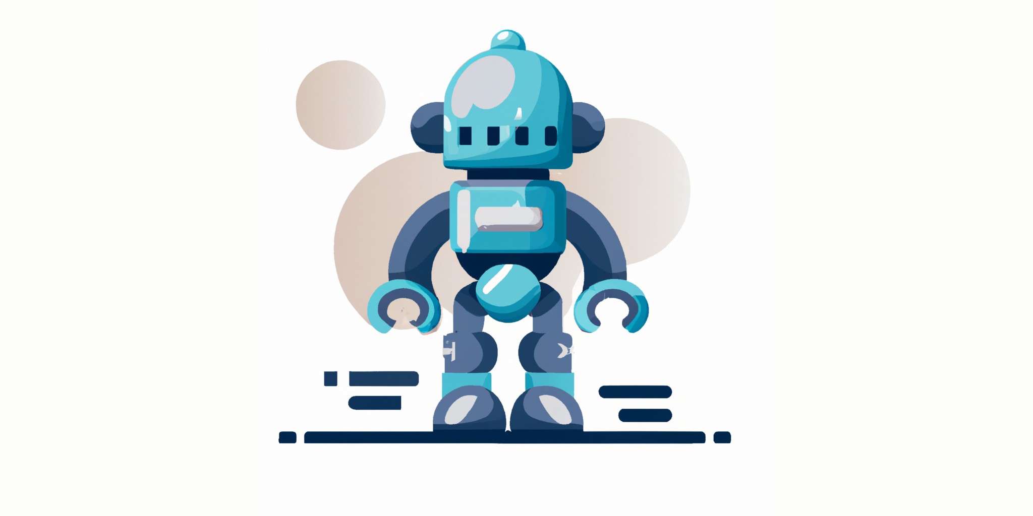 a robot in flat illustration style with gradients and white background