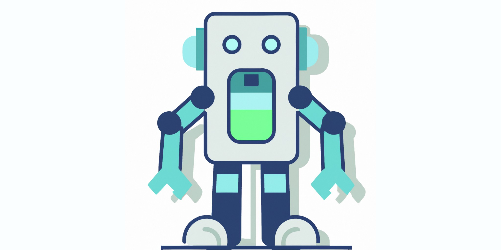 a robot in flat illustration style with gradients and white background