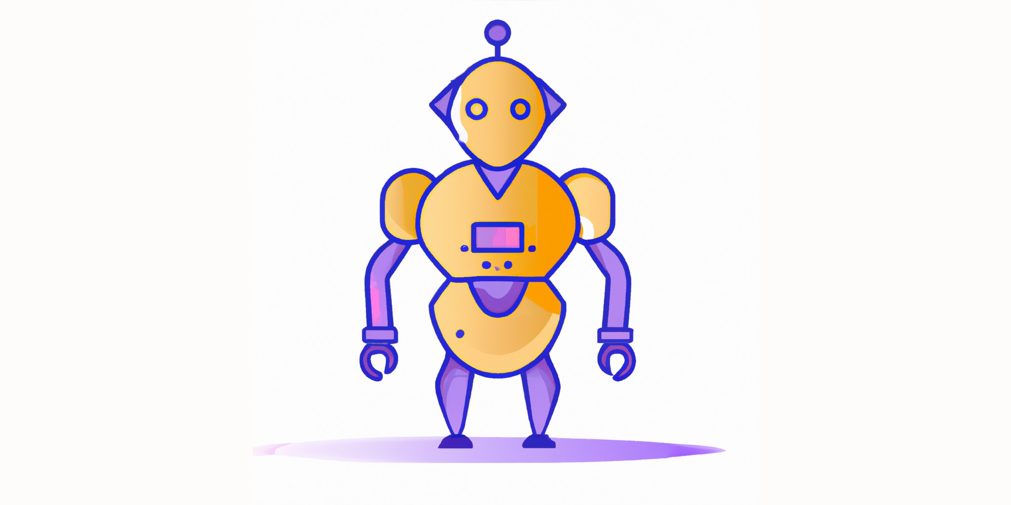 a robot in flat illustration style with gradients and white background