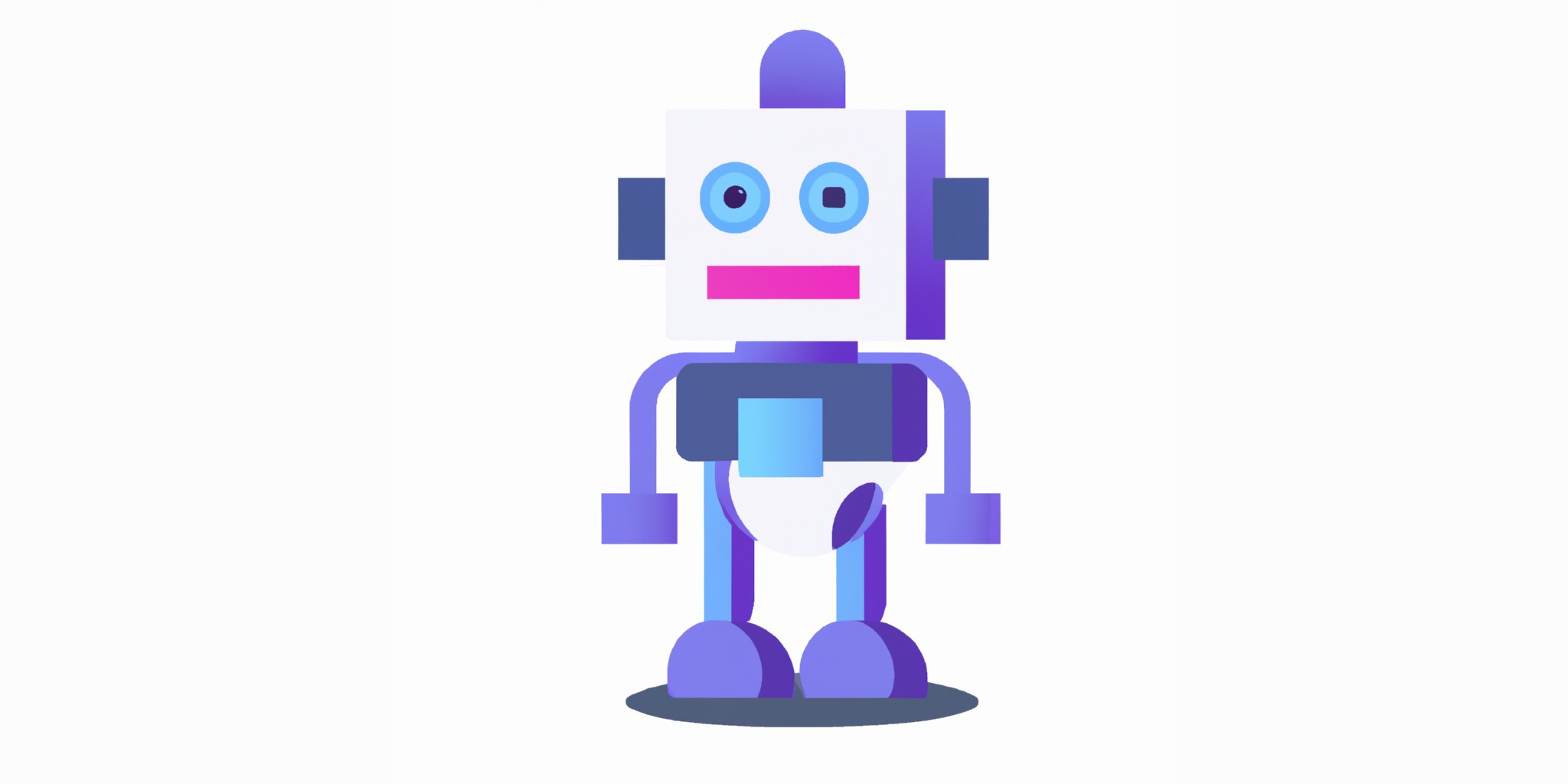 a robot in flat illustration style with gradients and white background