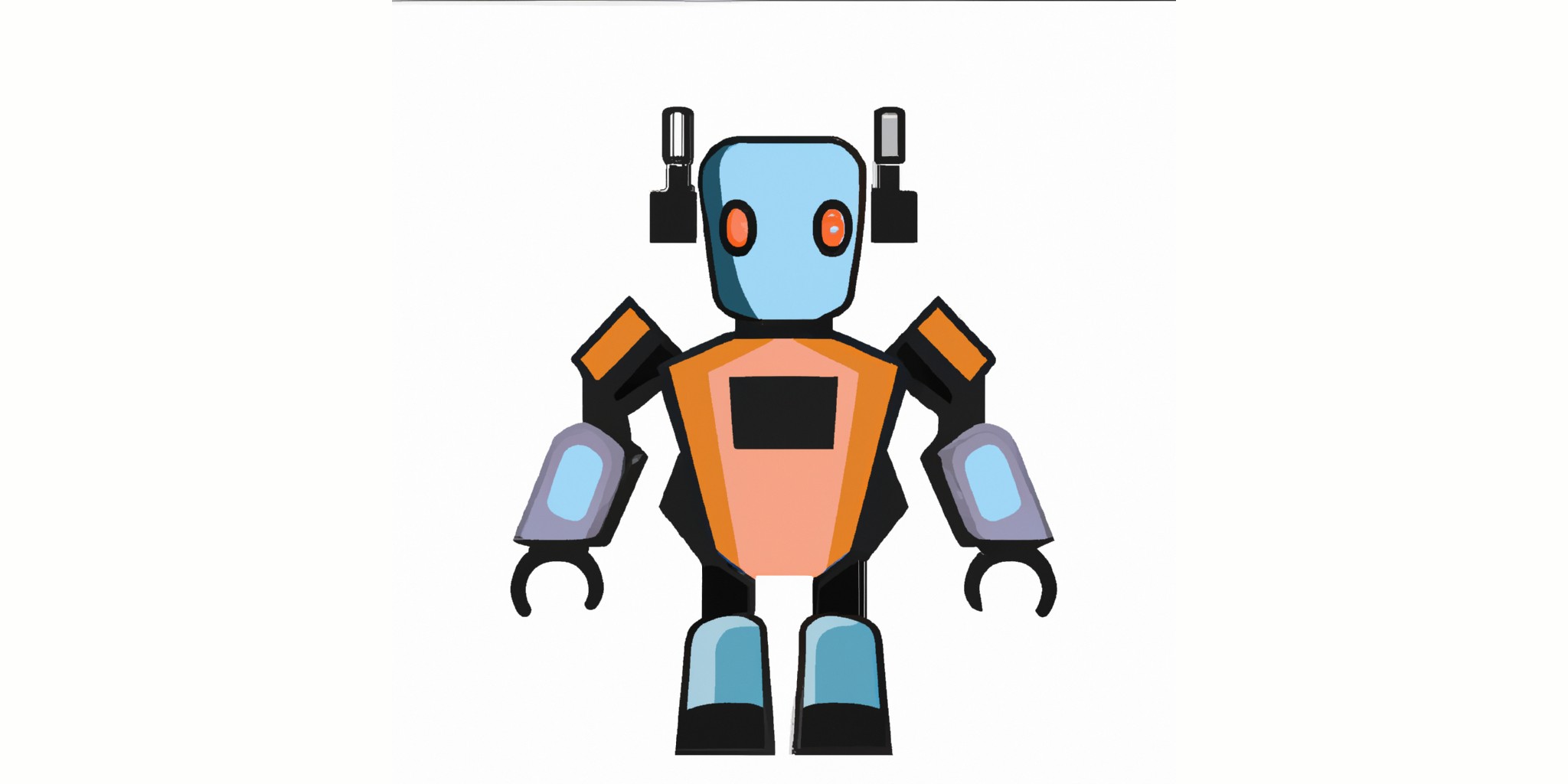 a robot in flat illustration style with gradients and white background