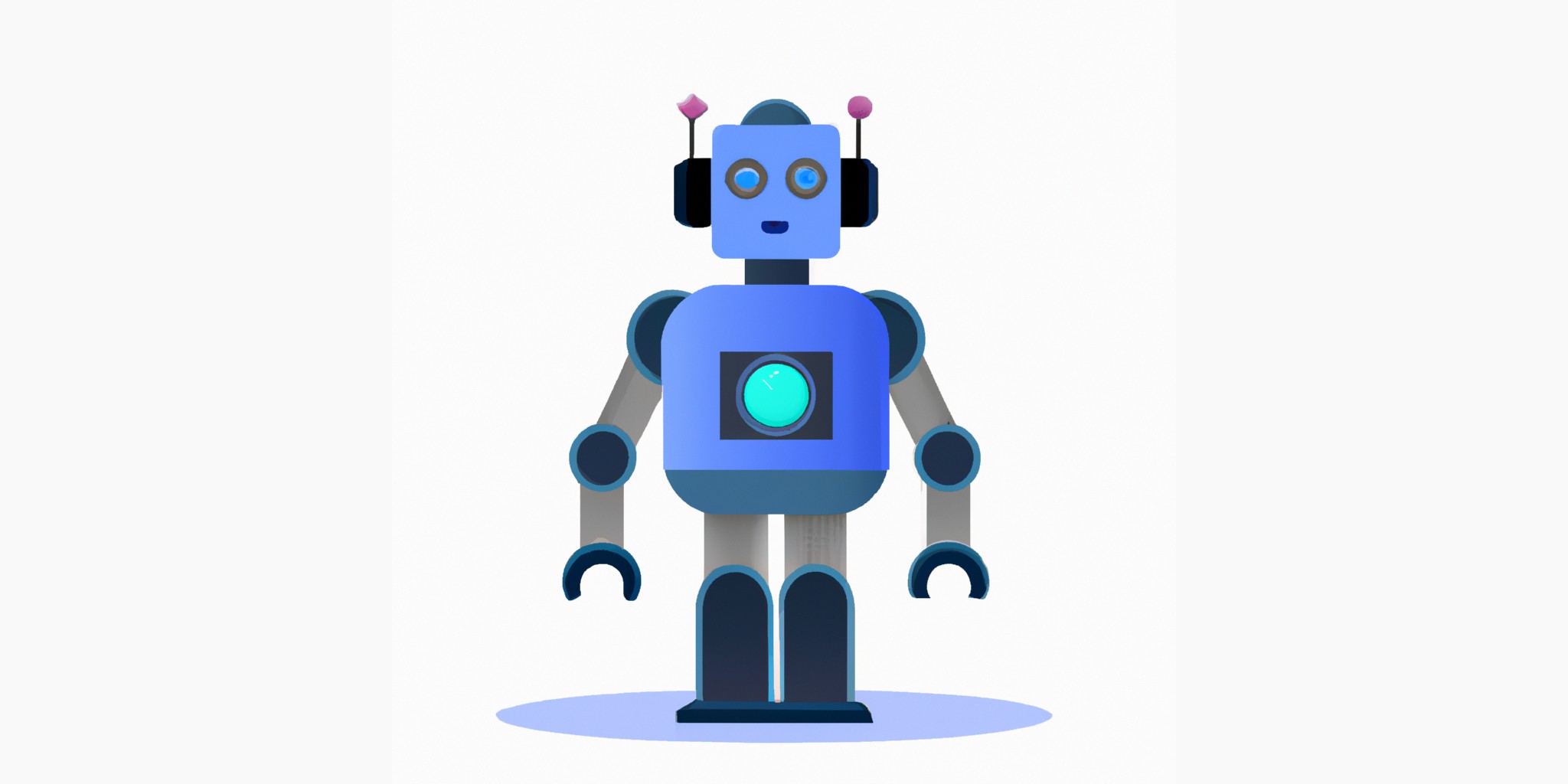 a robot in flat illustration style with gradients and white background