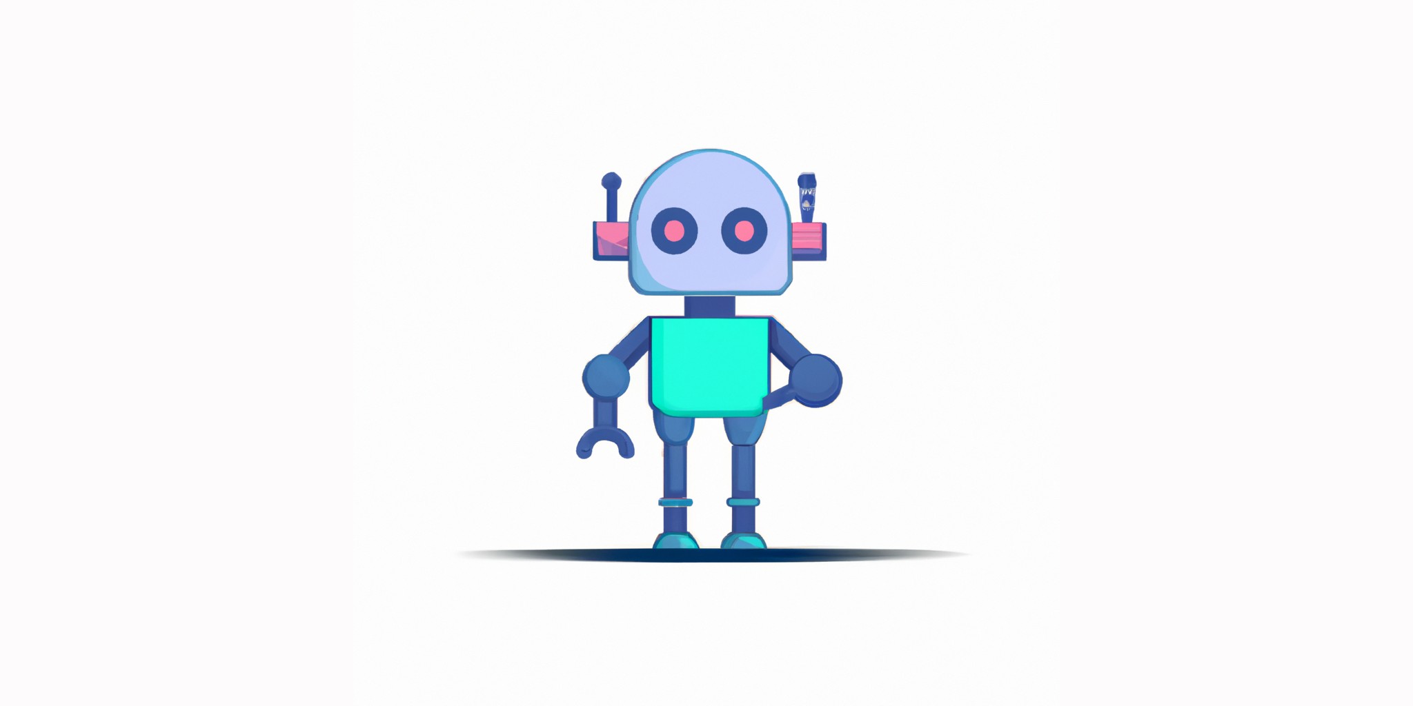 a robot in flat illustration style with gradients and white background