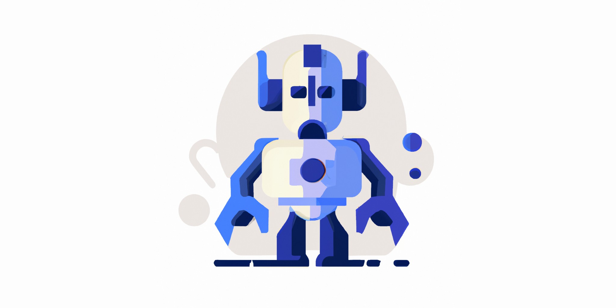 a robot in flat illustration style with gradients and white background