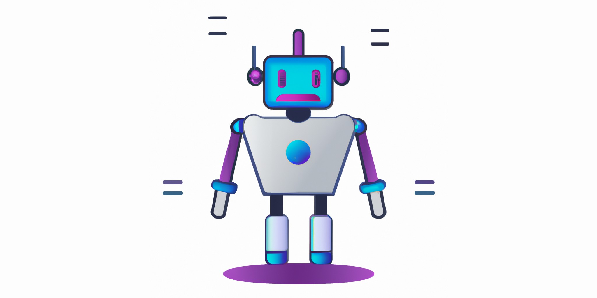 a robot in flat illustration style with gradients and white background