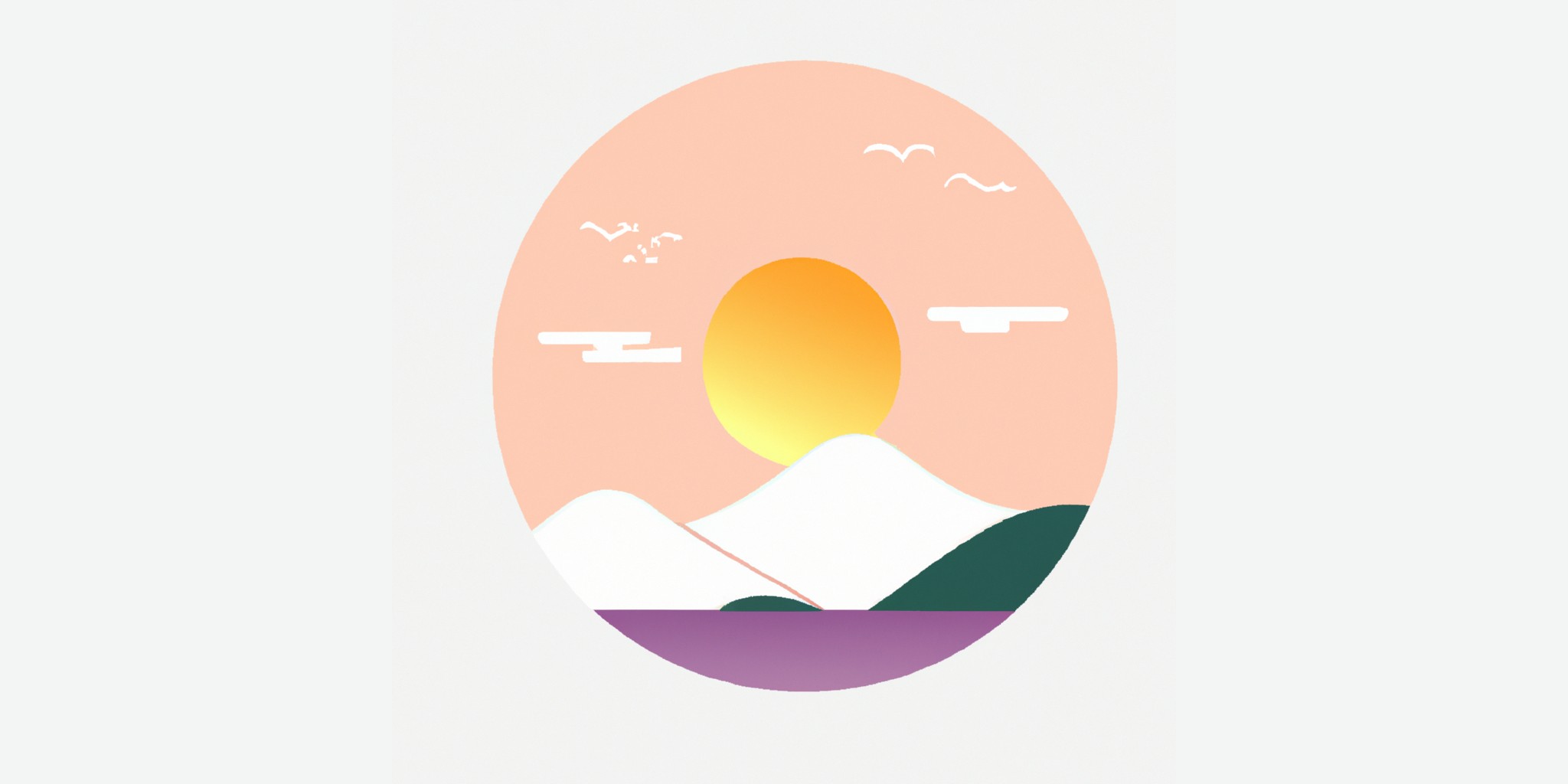 a sunrise in flat illustration style with gradients and white background