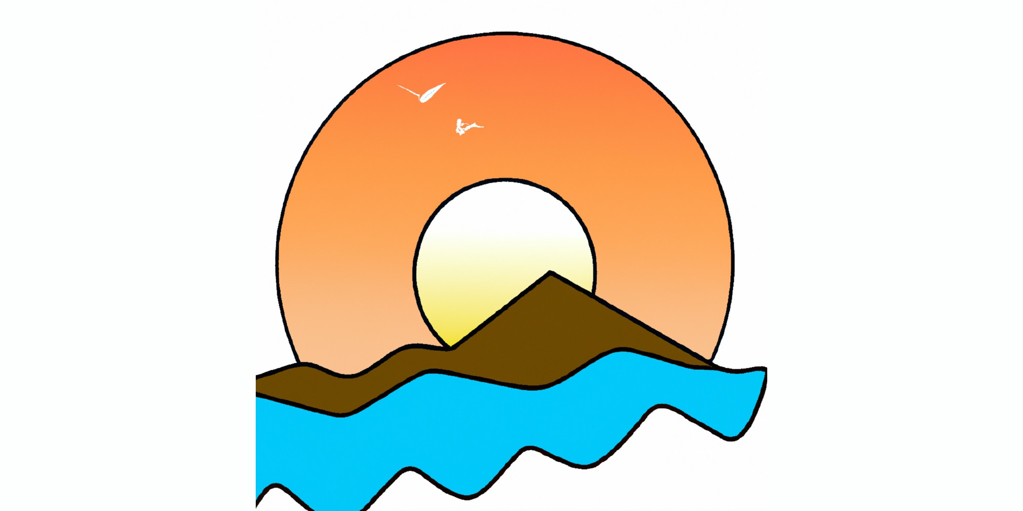 a sunrise in flat illustration style with gradients and white background