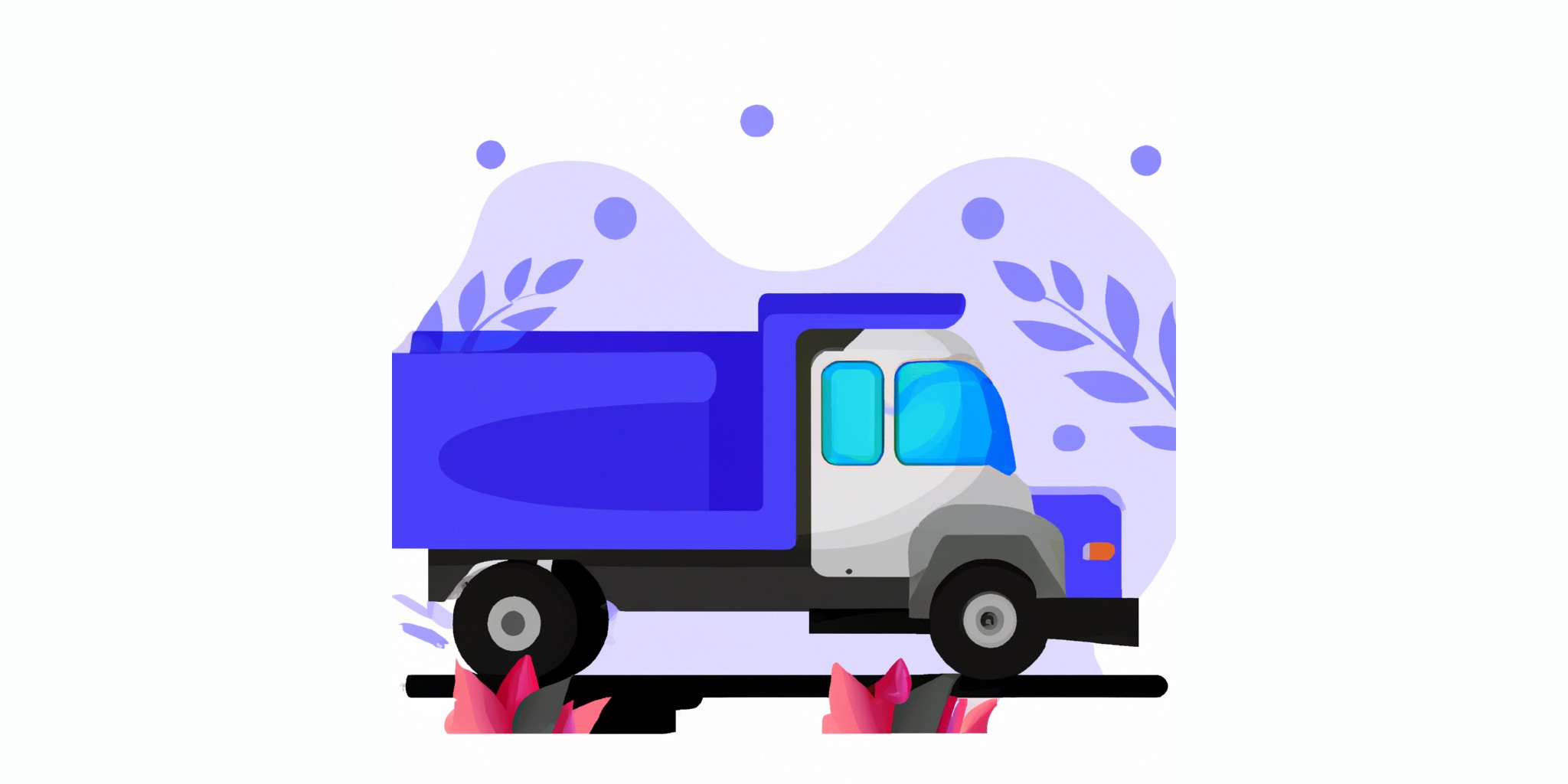 a truck in flat illustration style with gradients and white background