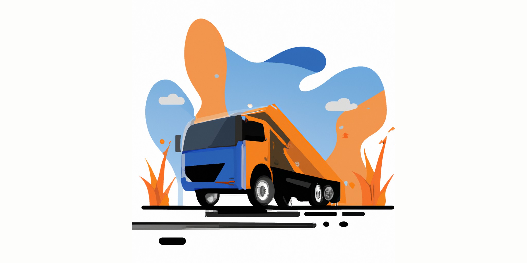 a truck in flat illustration style with gradients and white background