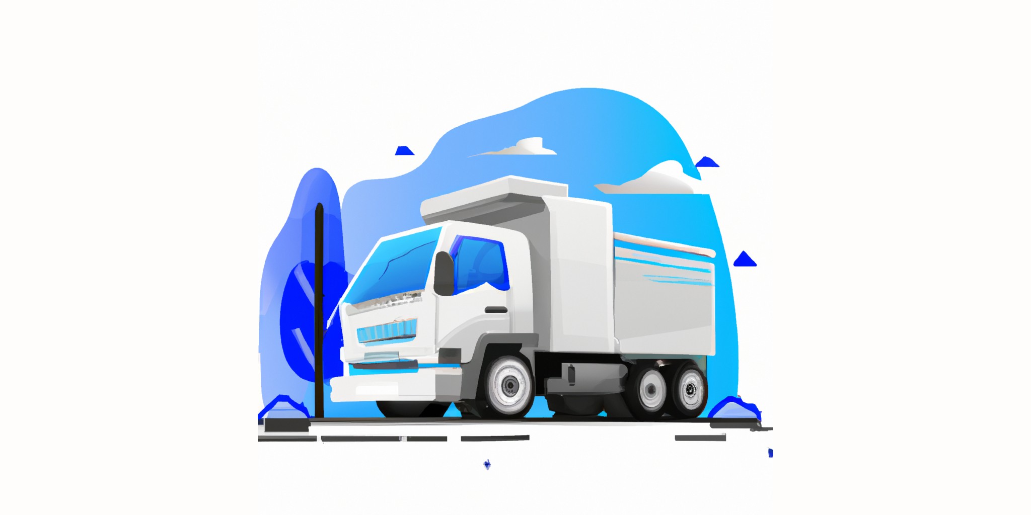 a truck in flat illustration style with gradients and white background