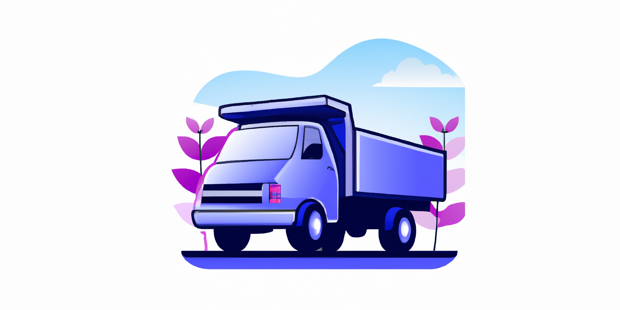 a truck in flat illustration style with gradients and white background