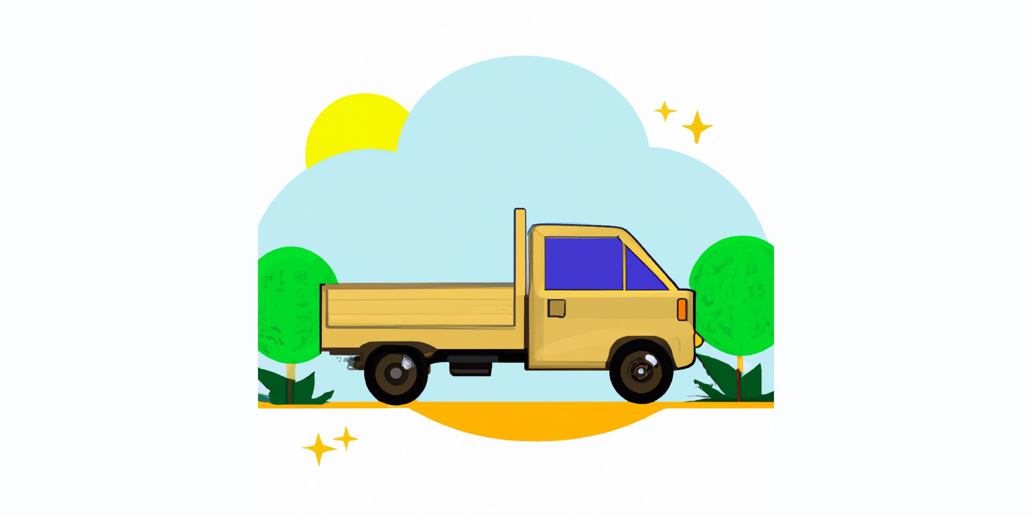 a truck in flat illustration style with gradients and white background