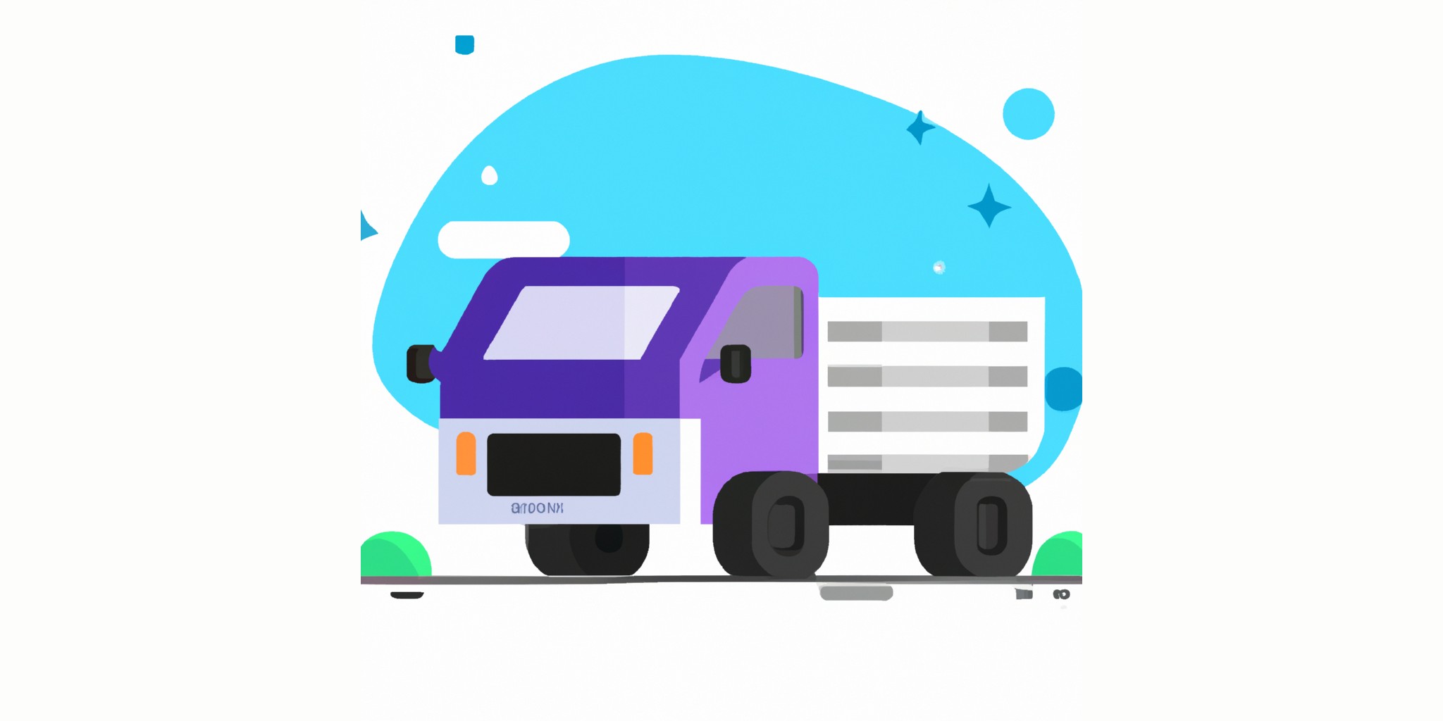 a truck in flat illustration style with gradients and white background