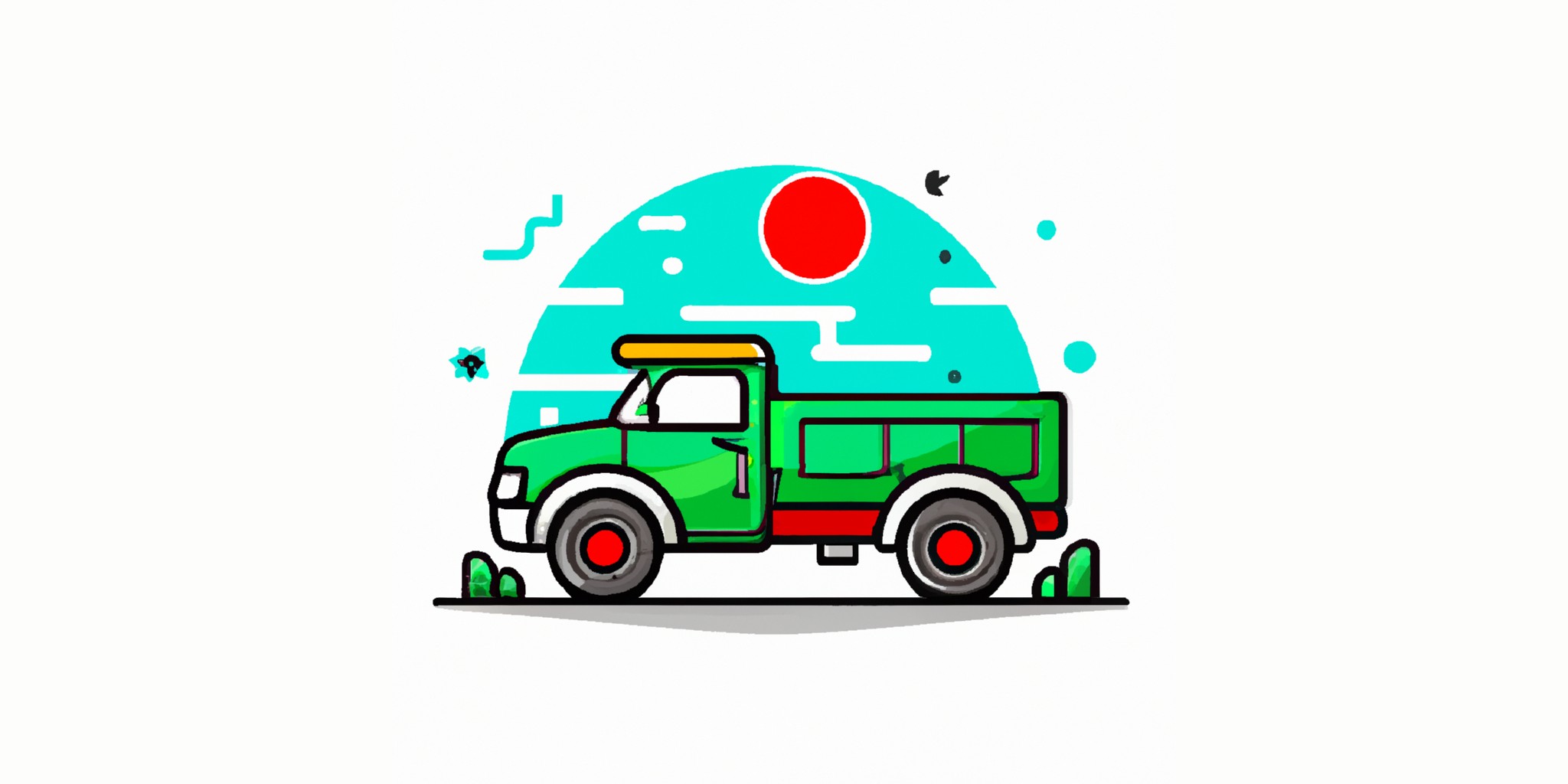 a truck in flat illustration style with gradients and white background