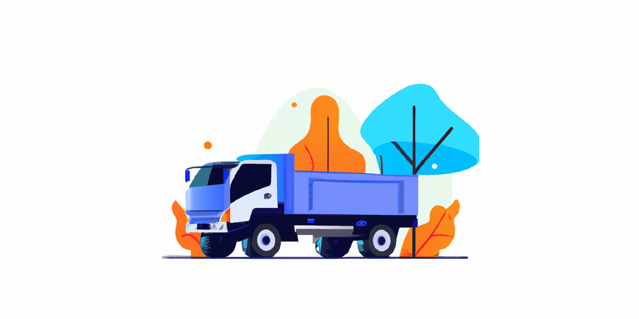 a truck in flat illustration style with gradients and white background