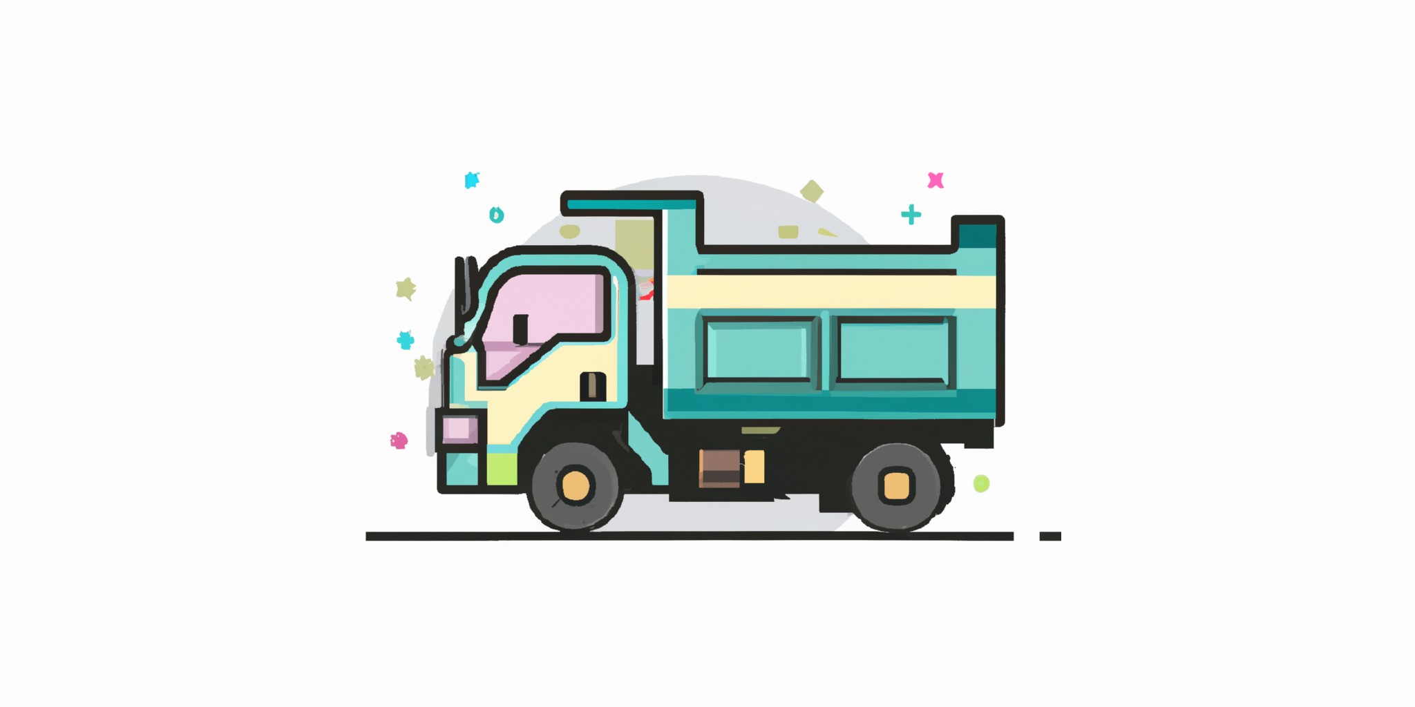 a truck in flat illustration style with gradients and white background