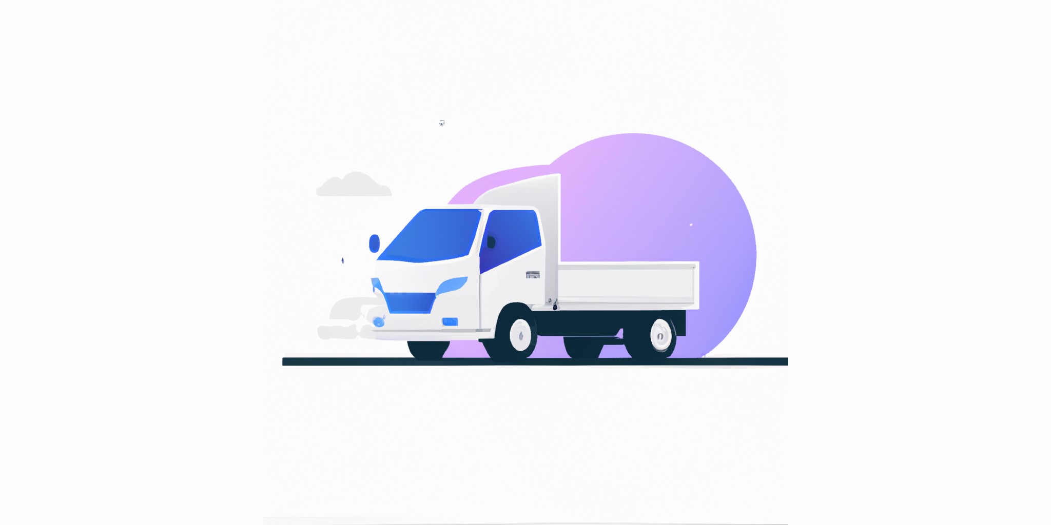 a truck in flat illustration style with gradients and white background