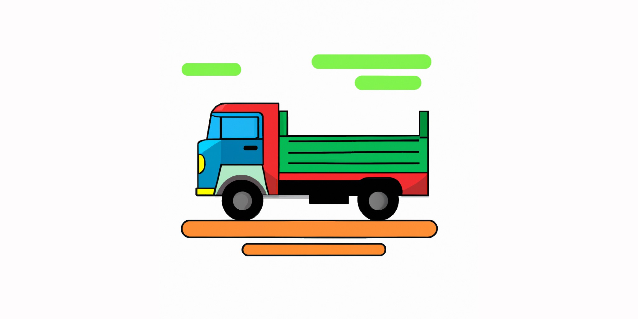 a truck in flat illustration style with gradients and white background