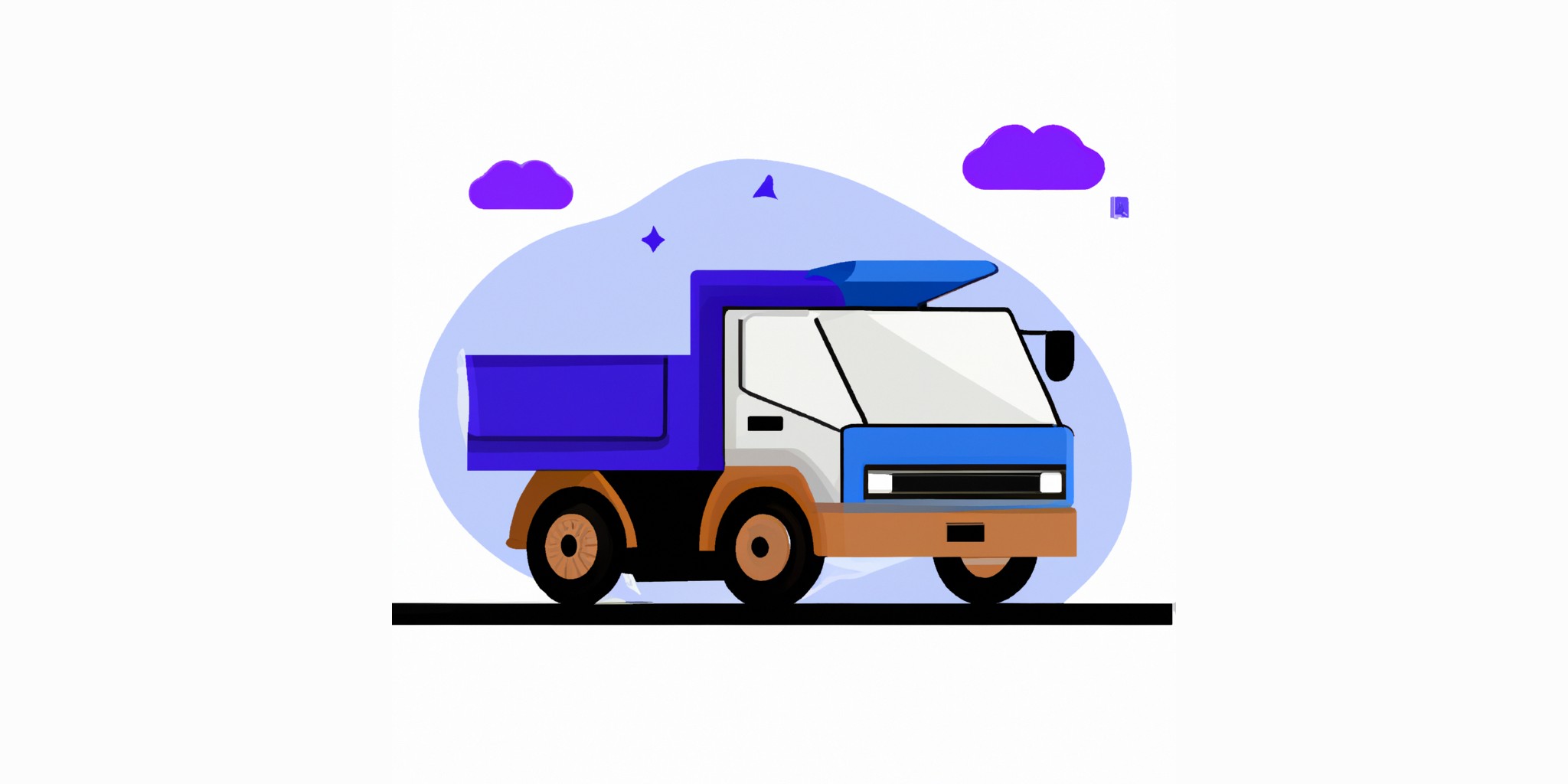 a truck in flat illustration style with gradients and white background