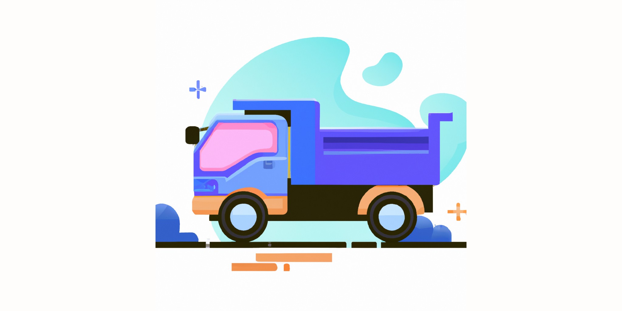 a truck in flat illustration style with gradients and white background