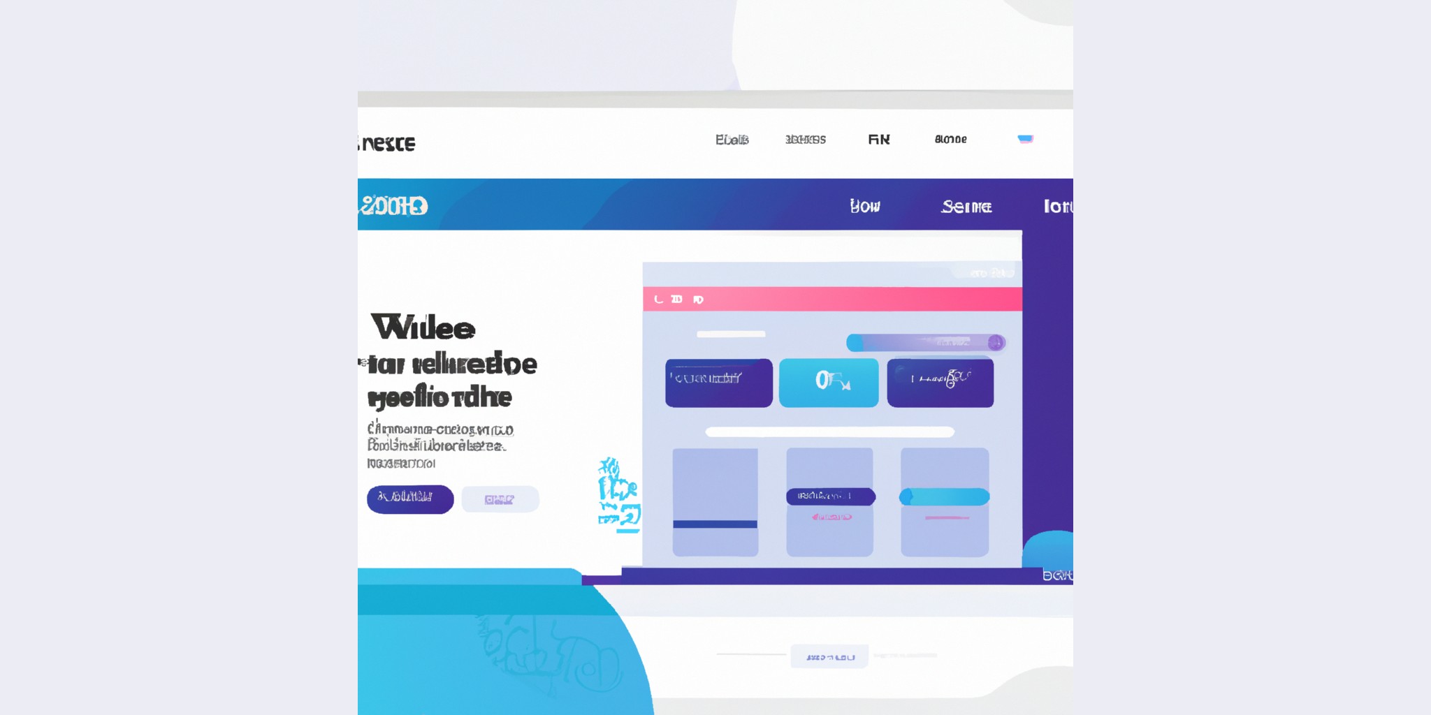 a website in flat illustration style with gradients and white background