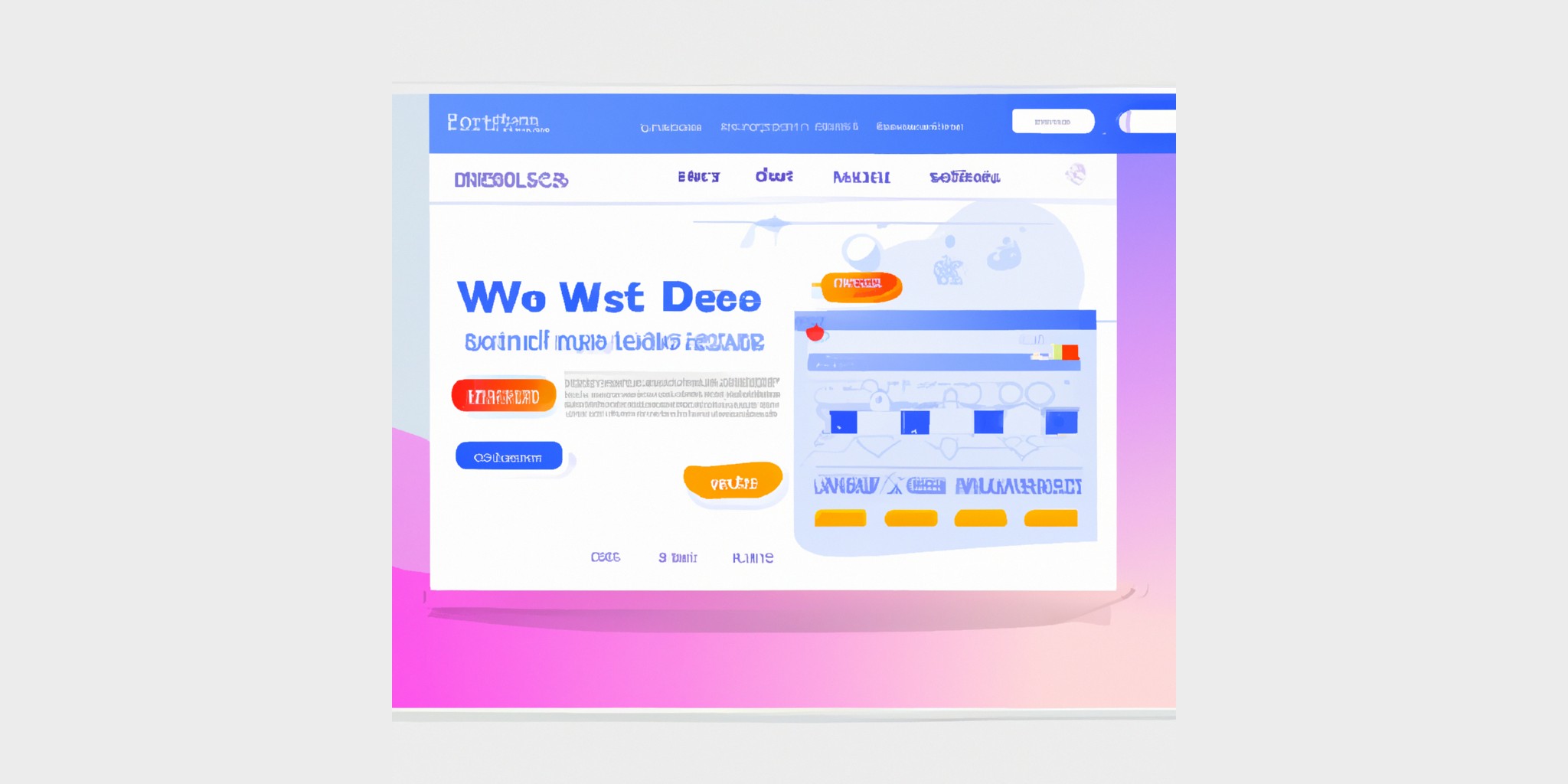 a website in flat illustration style with gradients and white background