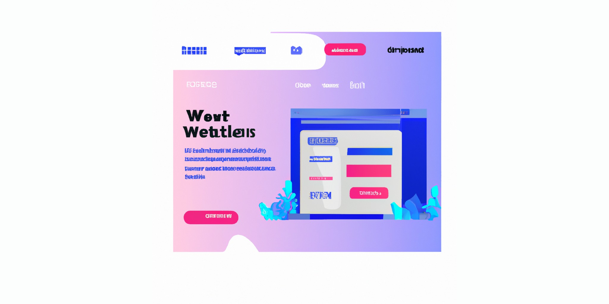 a website in flat illustration style with gradients and white background