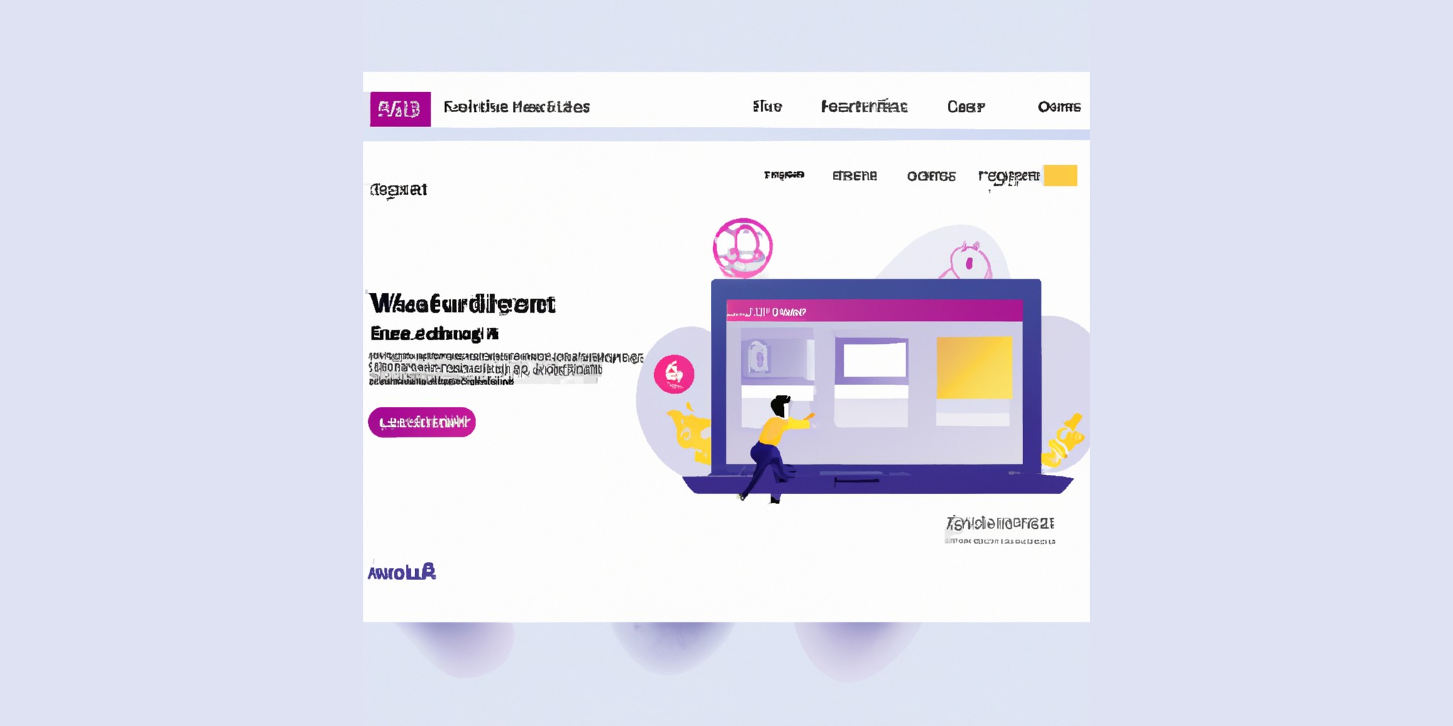 a website in flat illustration style with gradients and white background