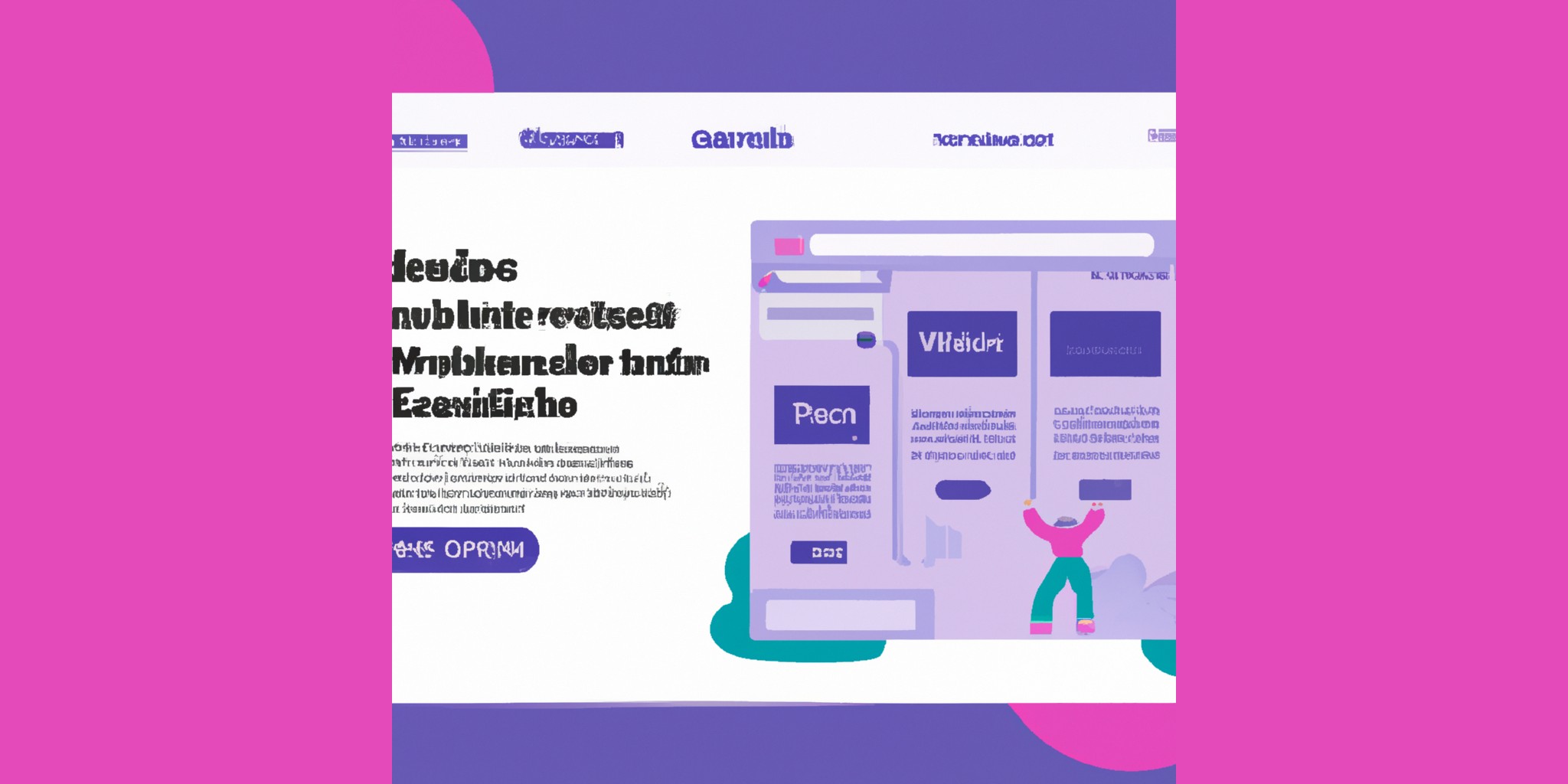 a website in flat illustration style with gradients and white background