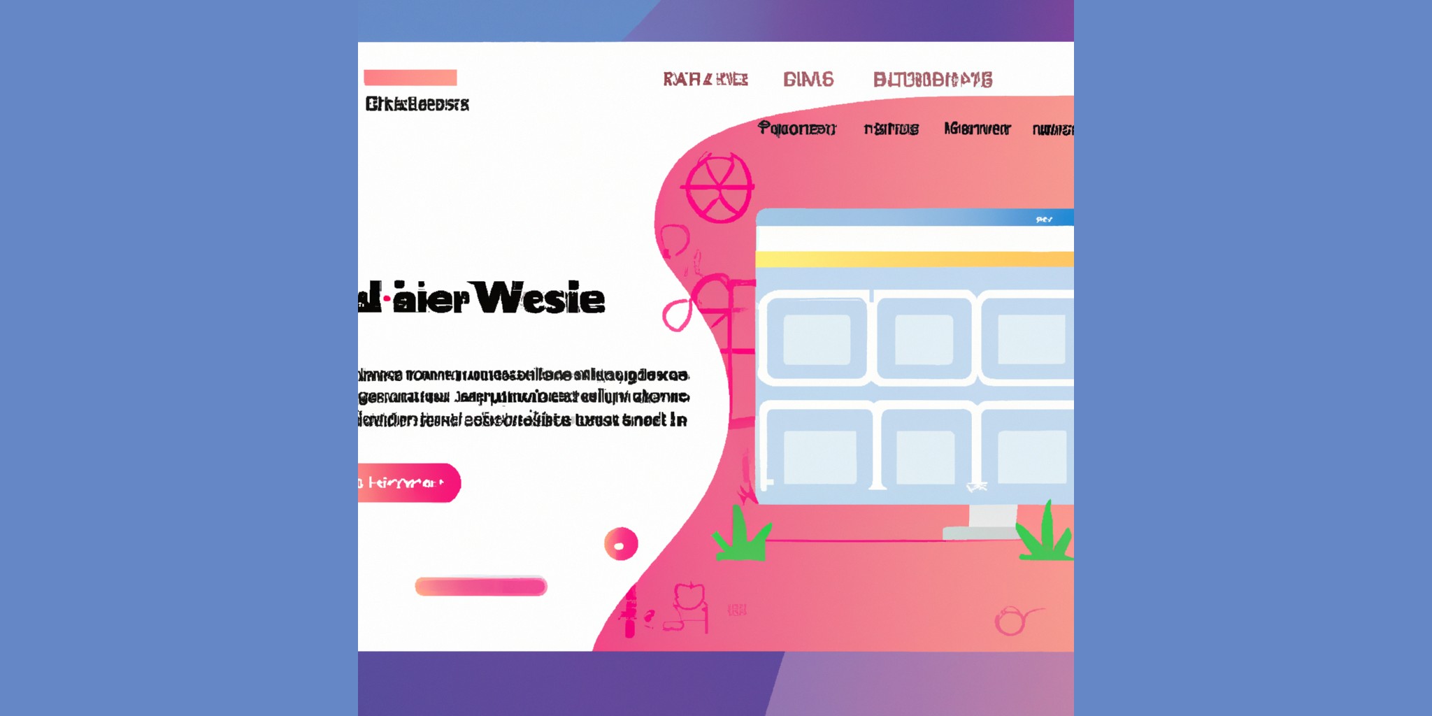 a website in flat illustration style with gradients and white background